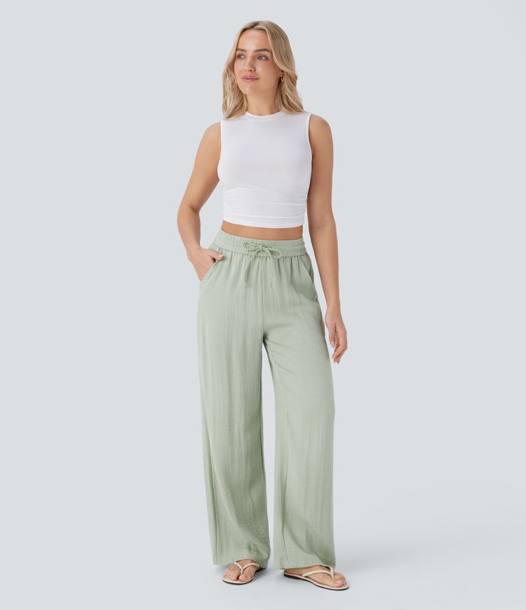 Pantaloni Baggy Casual in Lino Bella di Roma – vista completa