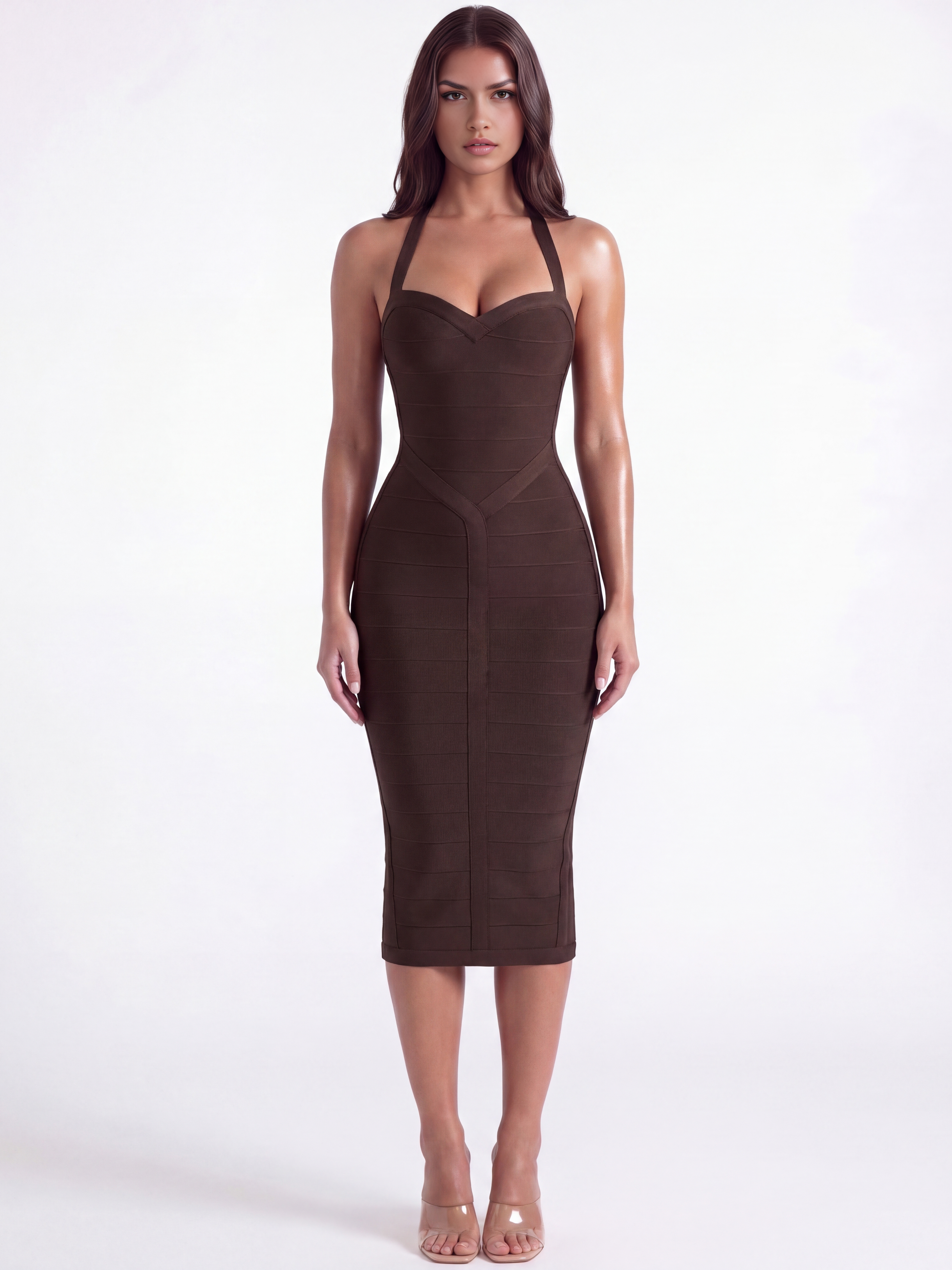 The Kelly Marrone Bandage Bella di Roma – vista frontale