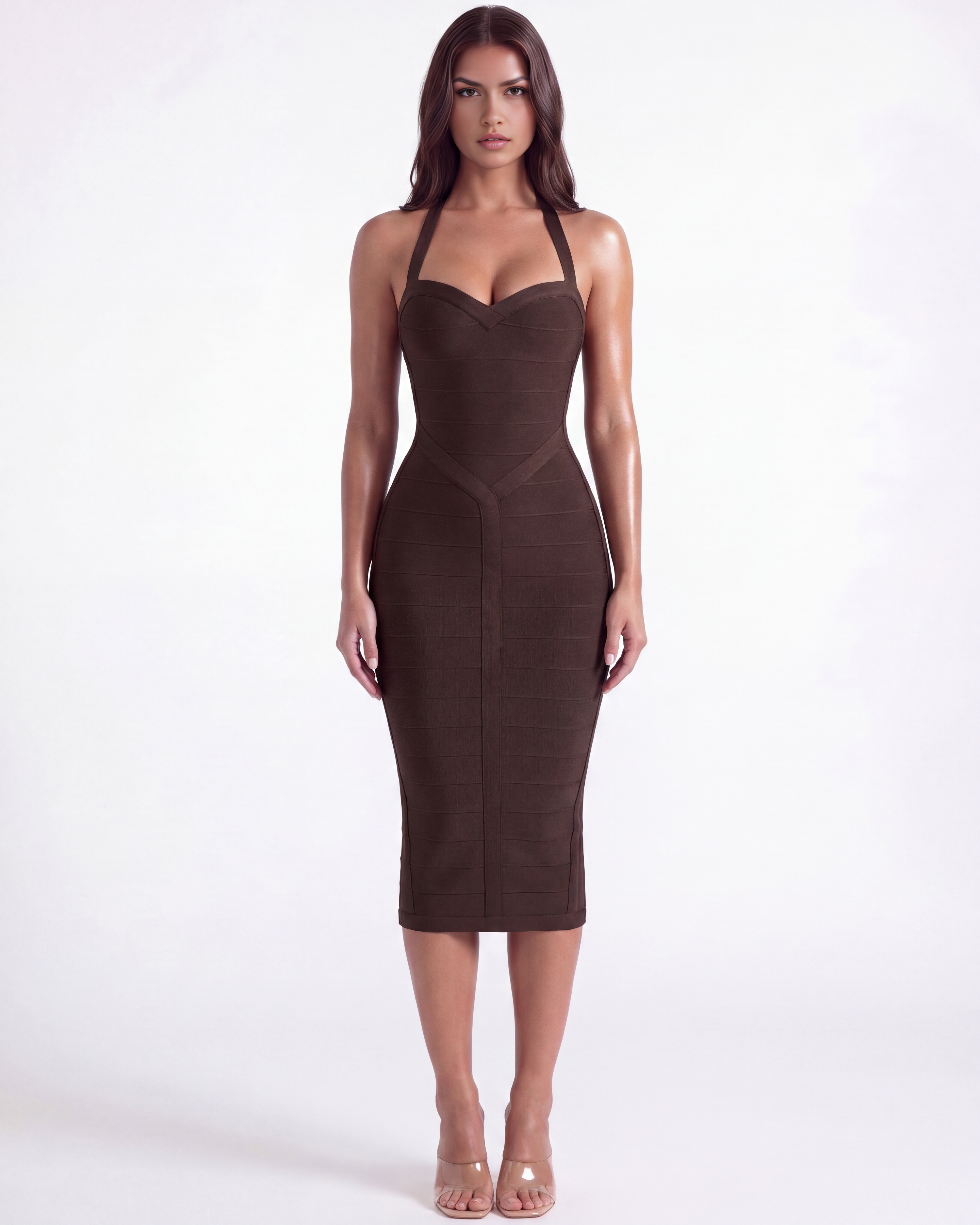 The Kelly Marrone Bandage Bella di Roma – vista frontale