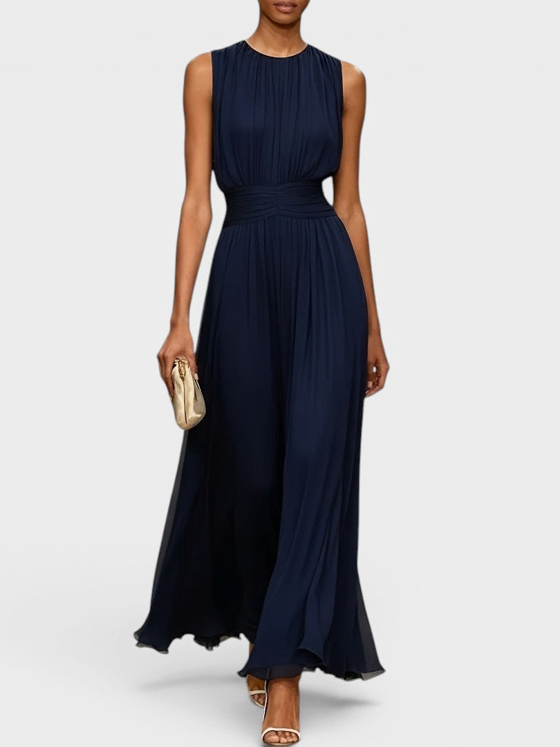 Abito midi Charlotte in chiffon blu scuro | Bella di Roma