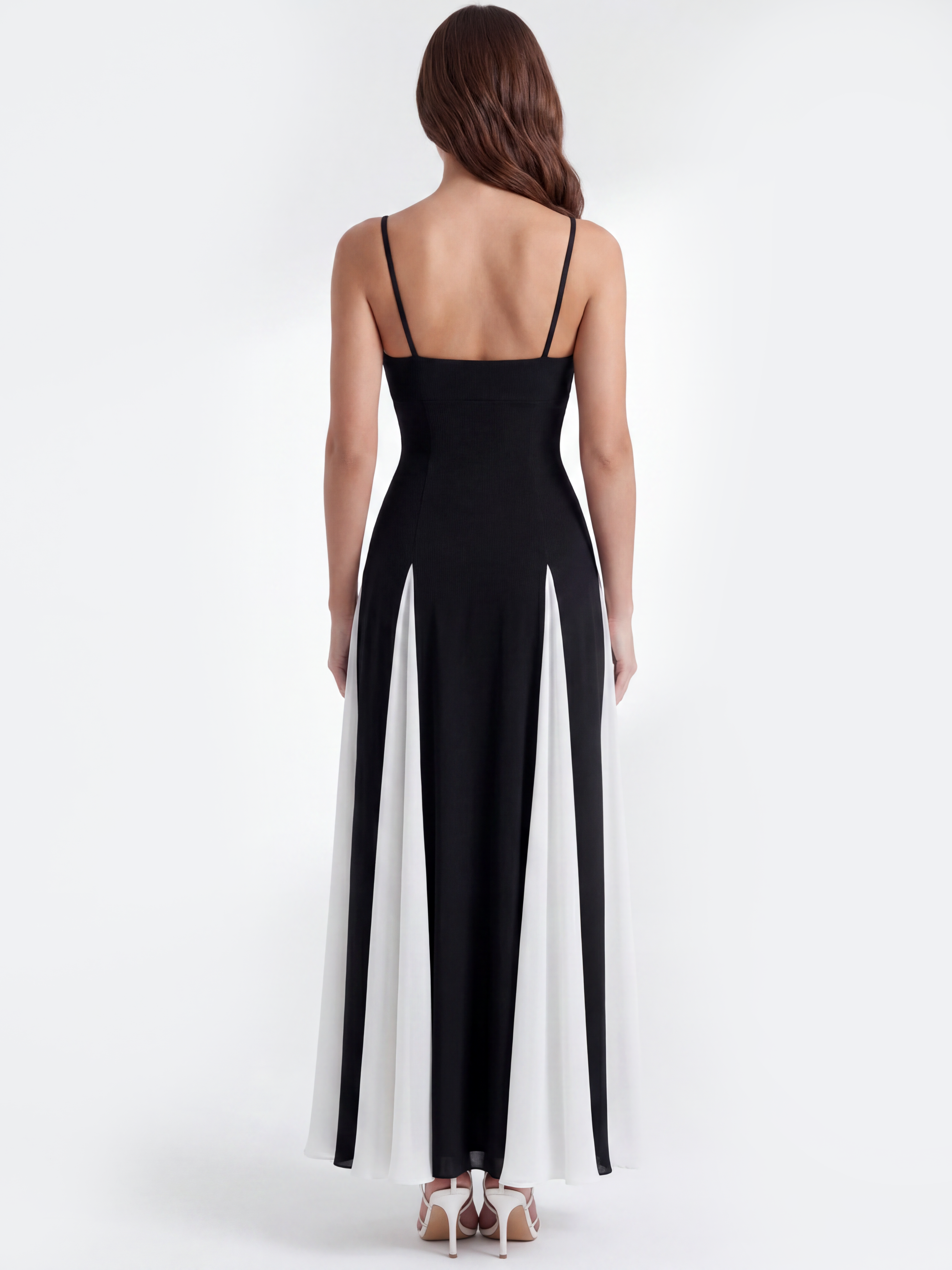 Abito midi Porto Fino nero bianco sera Bella di Roma – look cena elegante
