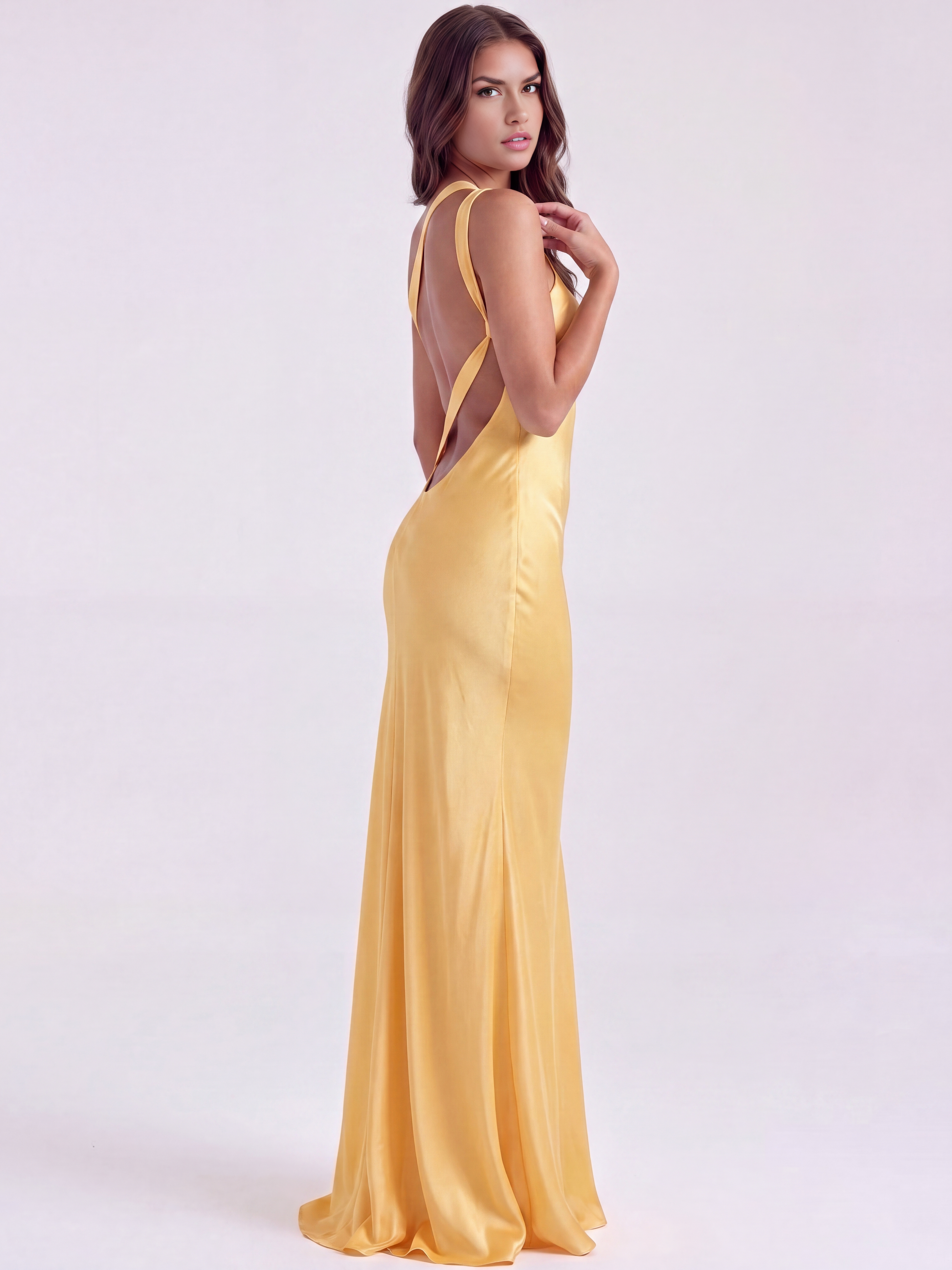 Abito Maxi Amara Oro Viscosa Bella di Roma – retro