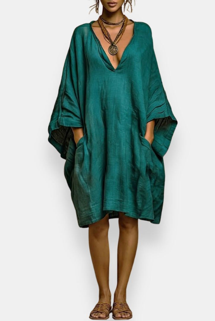 Cassienne abito oversize scollato – Verde