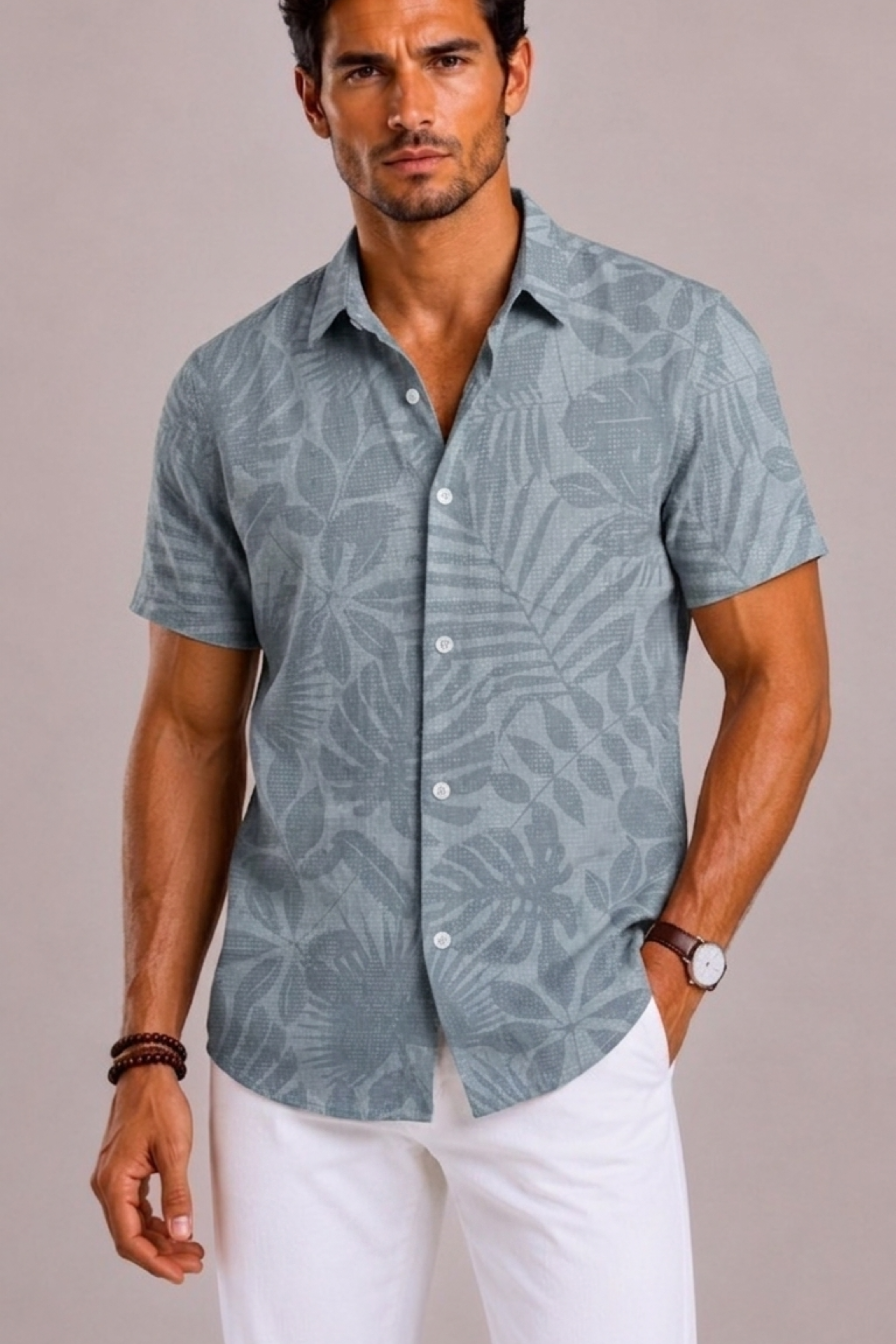 Camicia Hawaiana Uomo con Stampa Tropicale a Maniche Corte | Bella di Roma