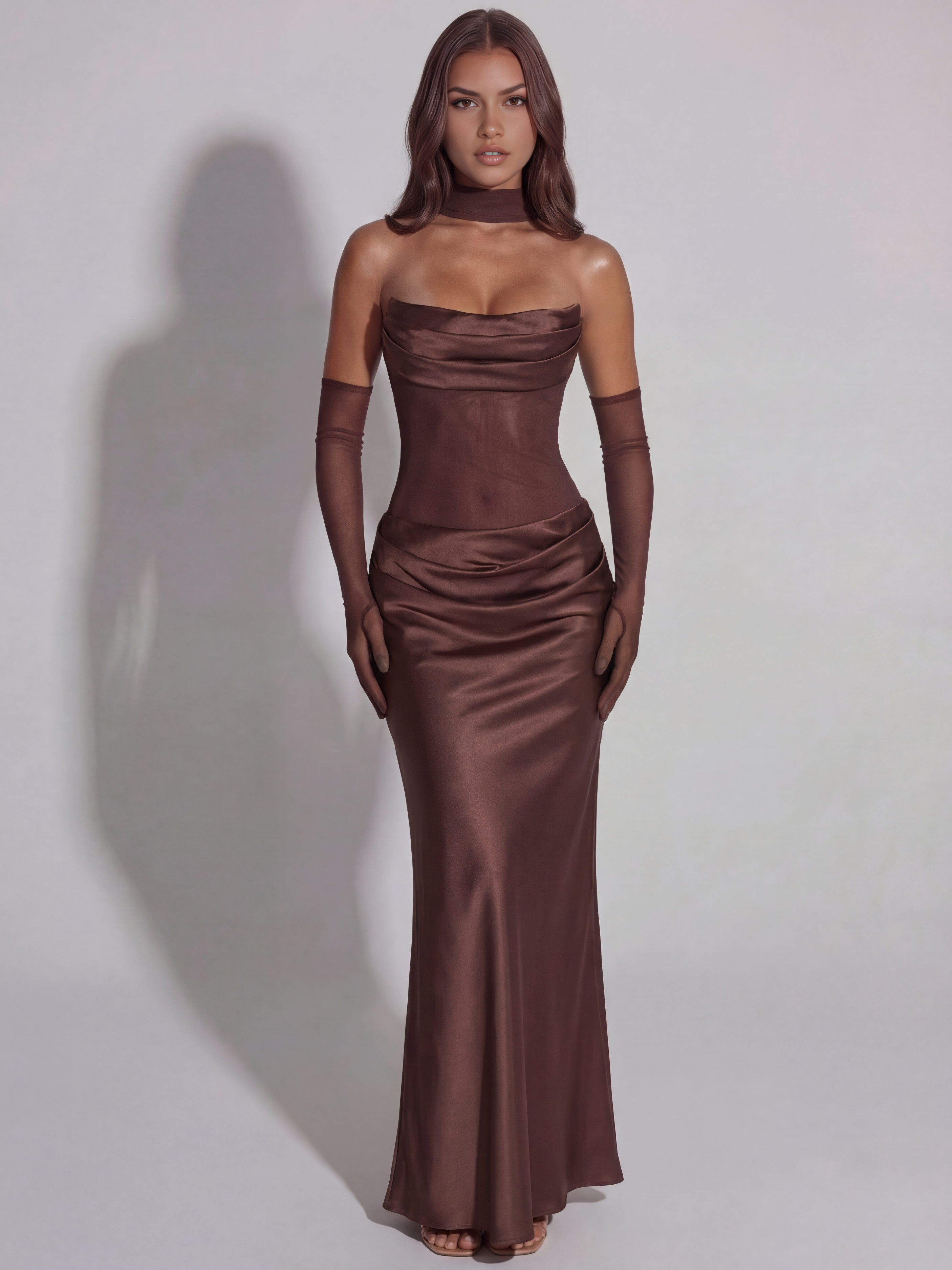 Abito Maxi Vittoria Marrone Bella di Roma – dettaglio