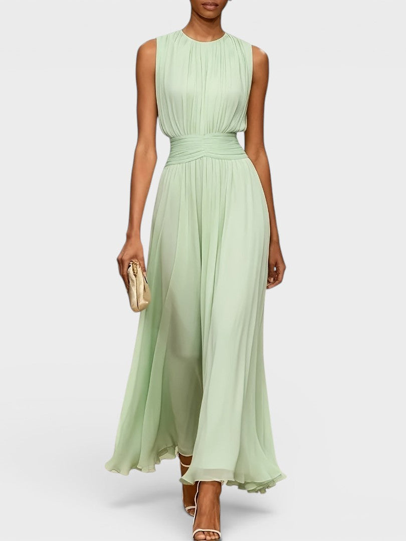 Abito midi Charlotte in chiffon menta | Bella di Roma