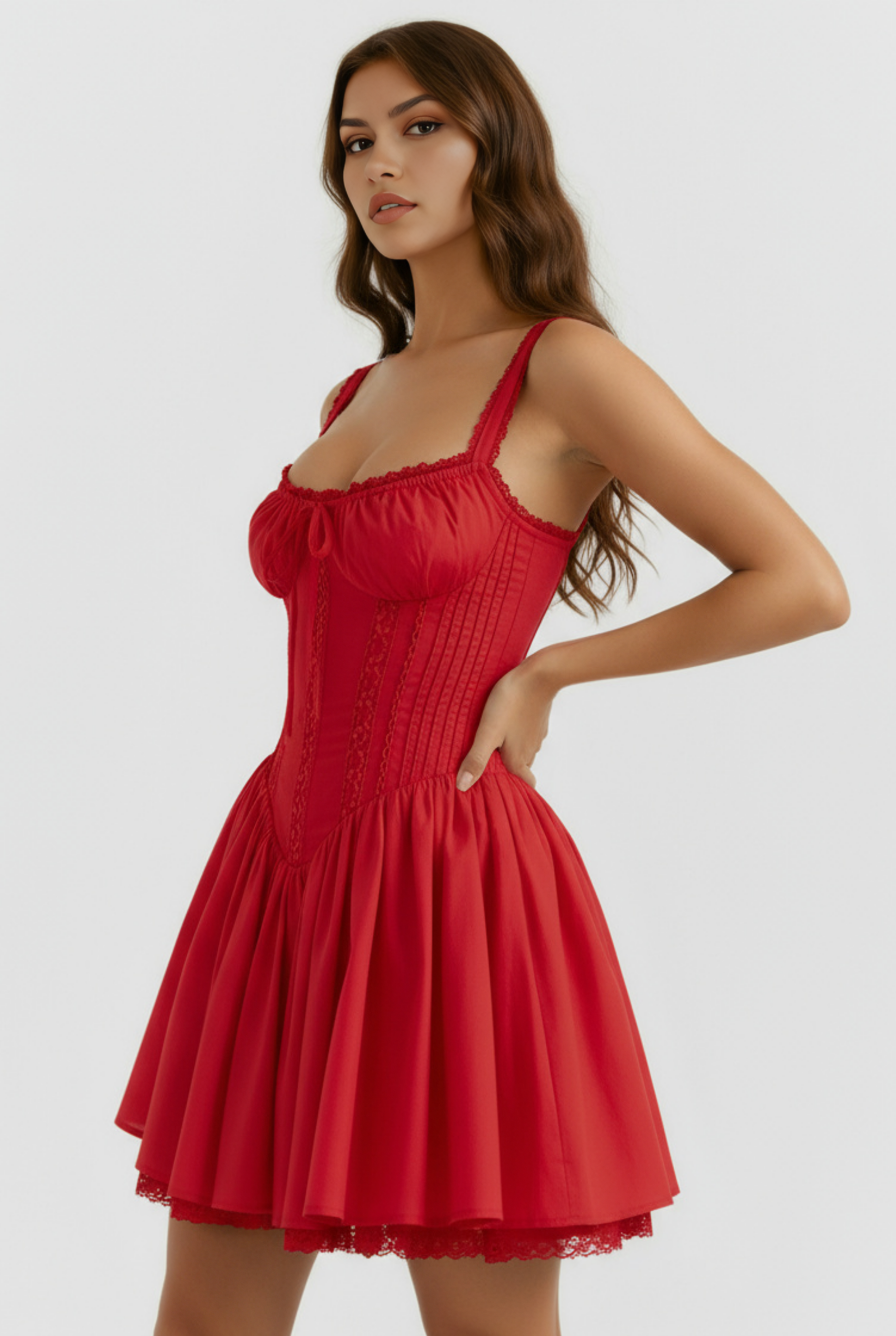 Abito mini Luna rosso Bella di Roma – silhouette femminile