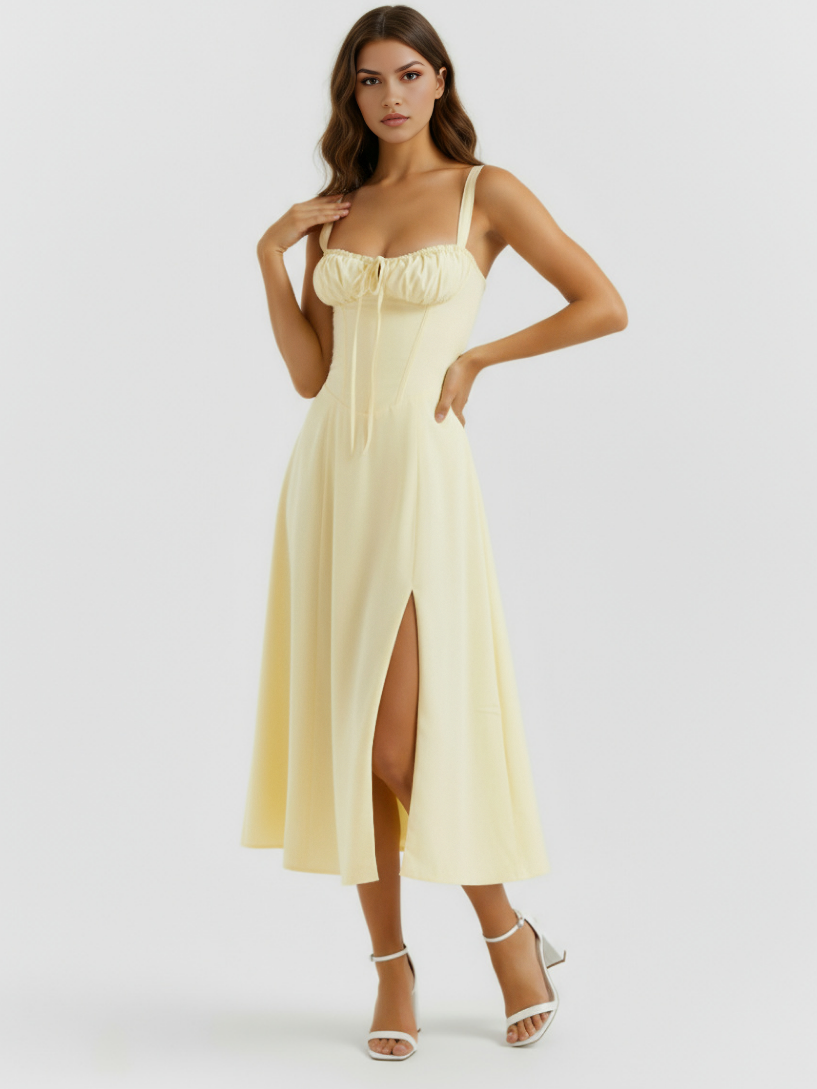 Abito Midi Aurora Giallo Chiaro Bella di Roma – retro
