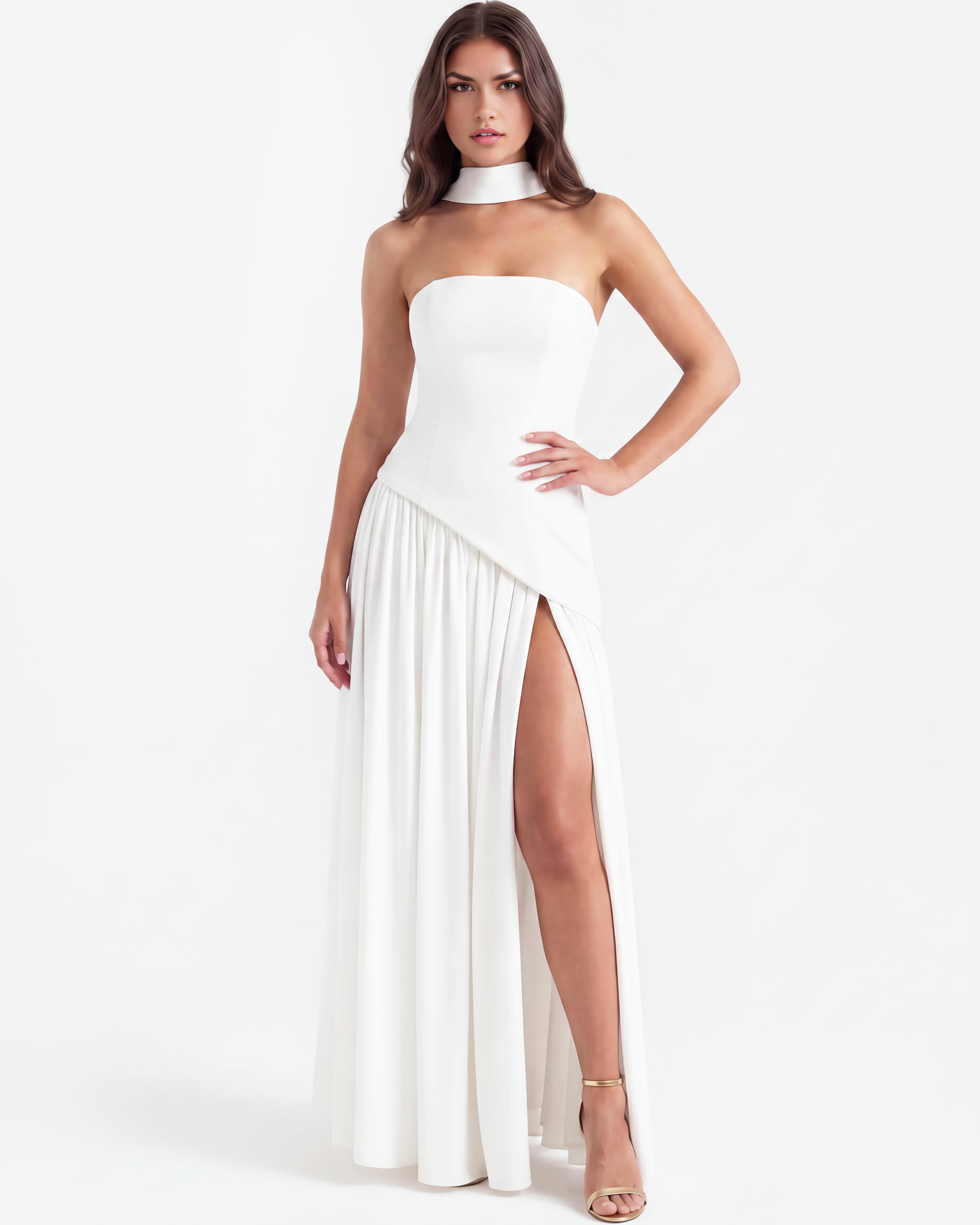 Abito Maxi Serena Bianco Bella di Roma – vista frontale
