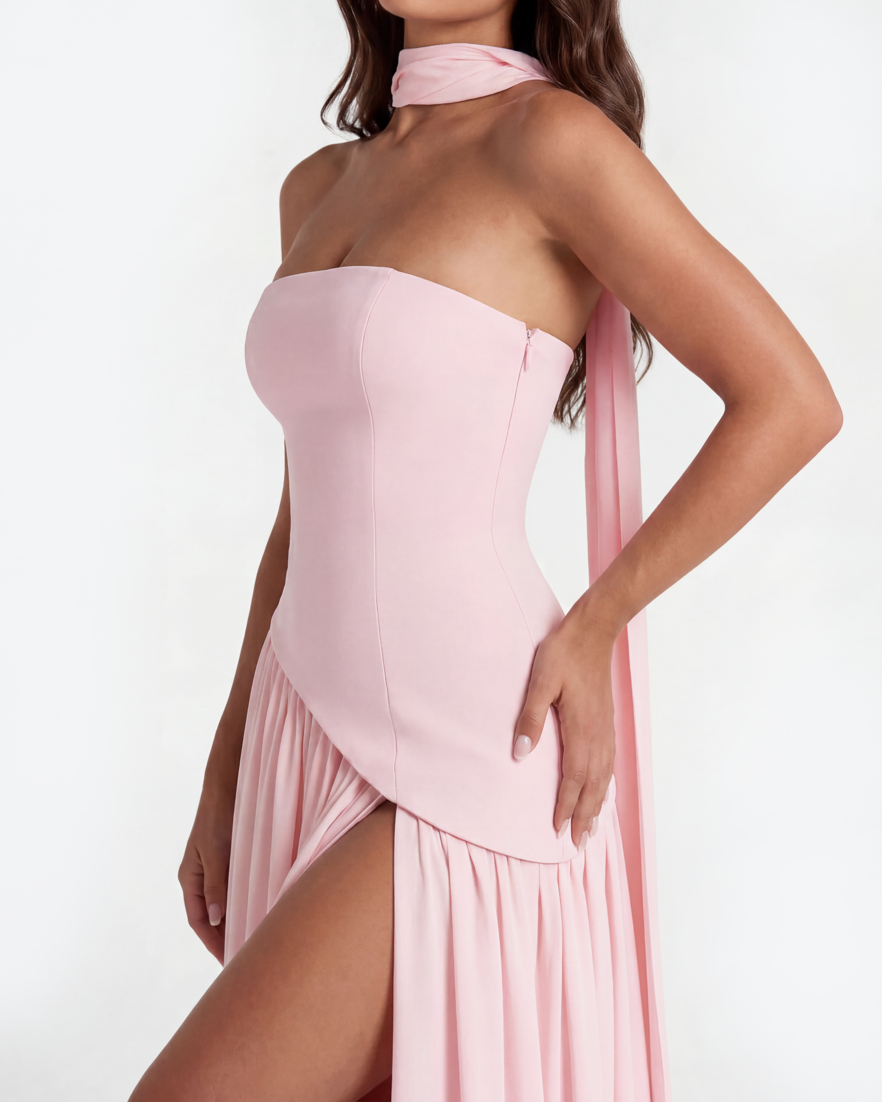 Abito Maxi Serena Rosa Bella di Roma – modella