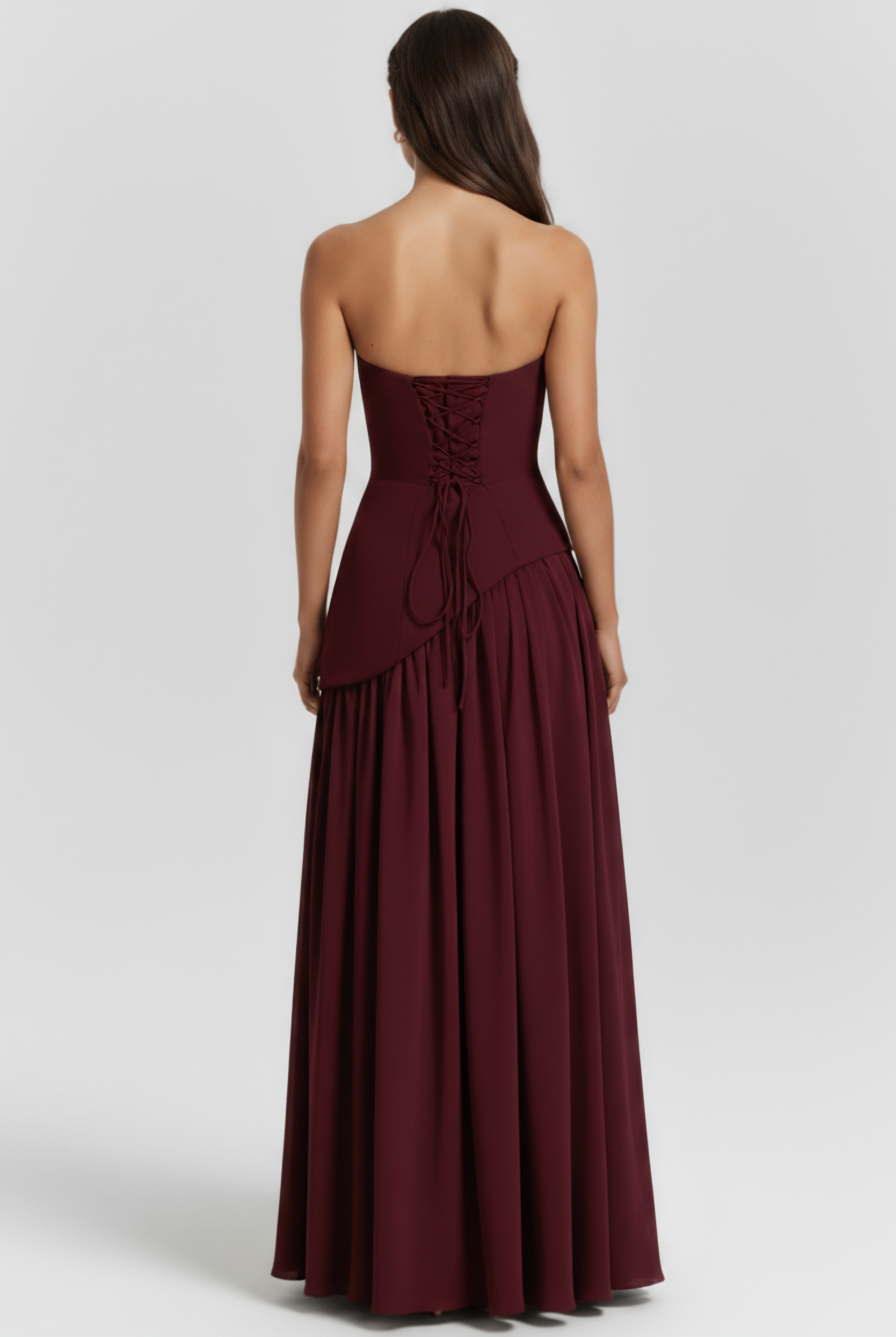 Abito maxi Serena lacca ciliegia Bella di Roma – movimento gonna