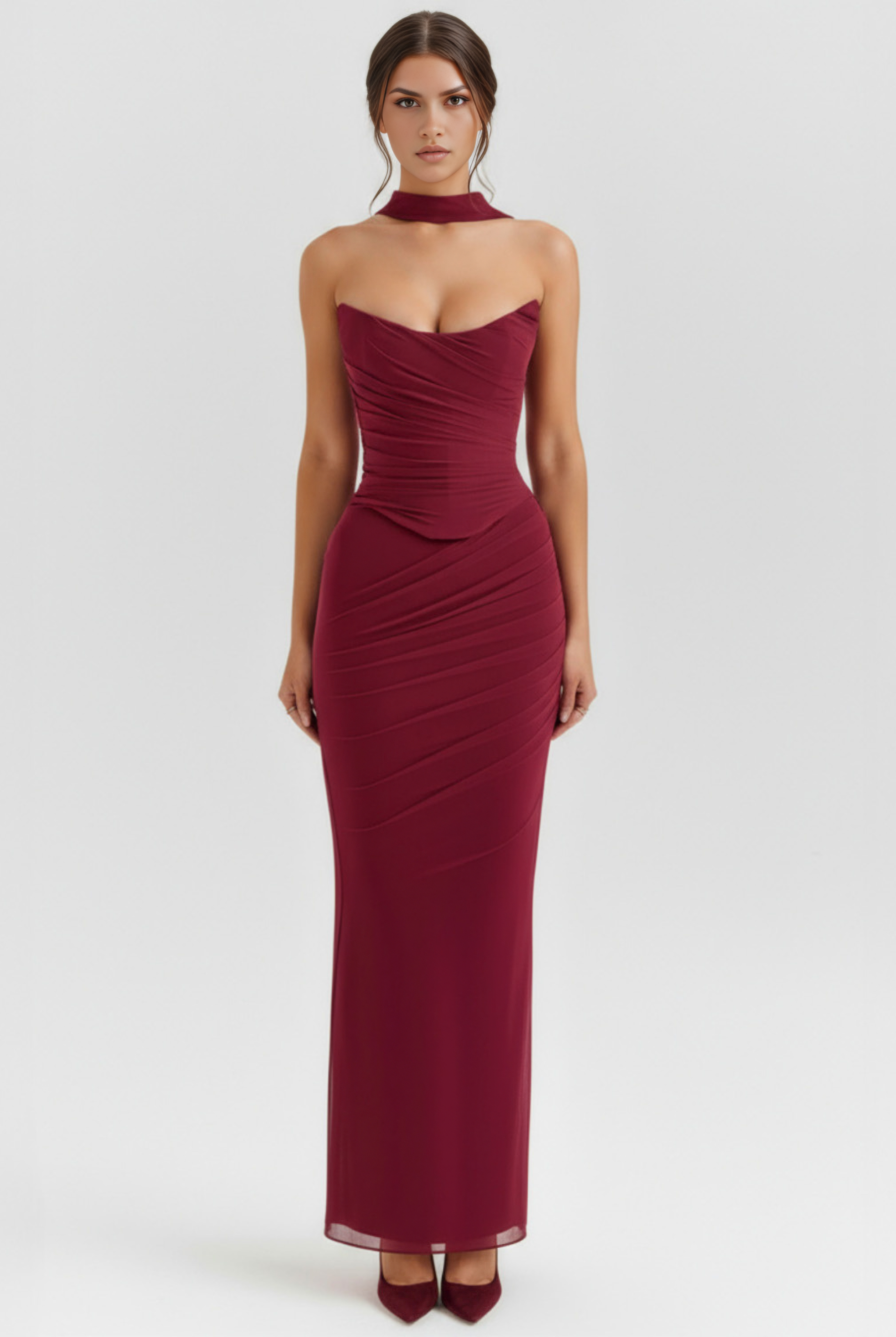 Set tre pezzi Malu borgogna Bella di Roma – corsetto e gonna maxi
