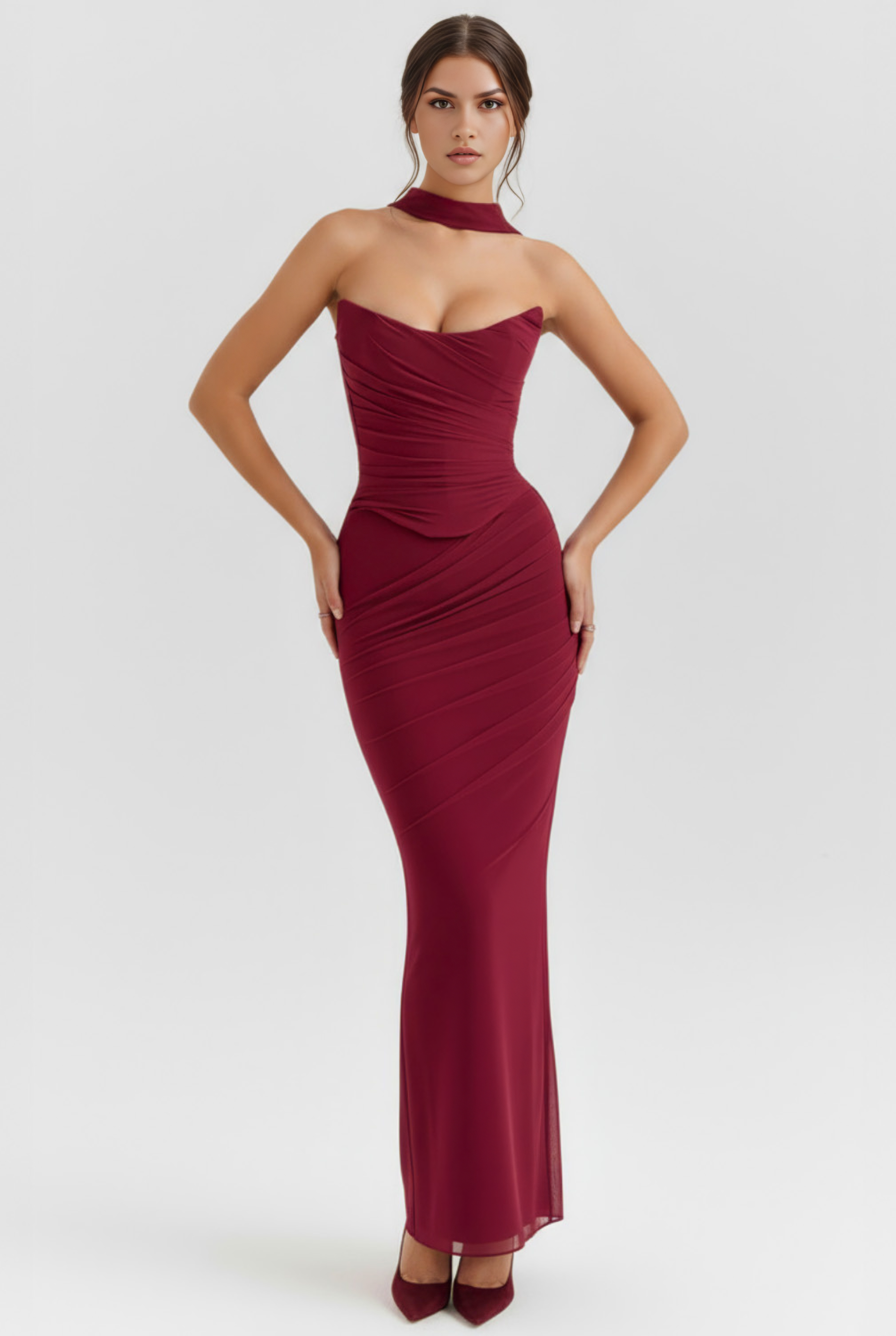 Set tre pezzi Malu borgogna Bella di Roma – corsetto strutturato