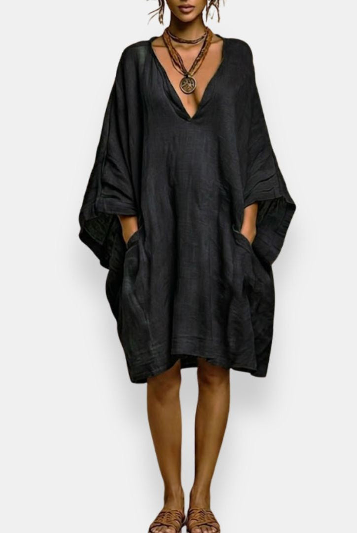 Cassienne abito oversize scollato – Nero