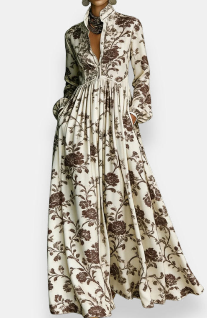 Milène abito camicia stampato – Marrone
