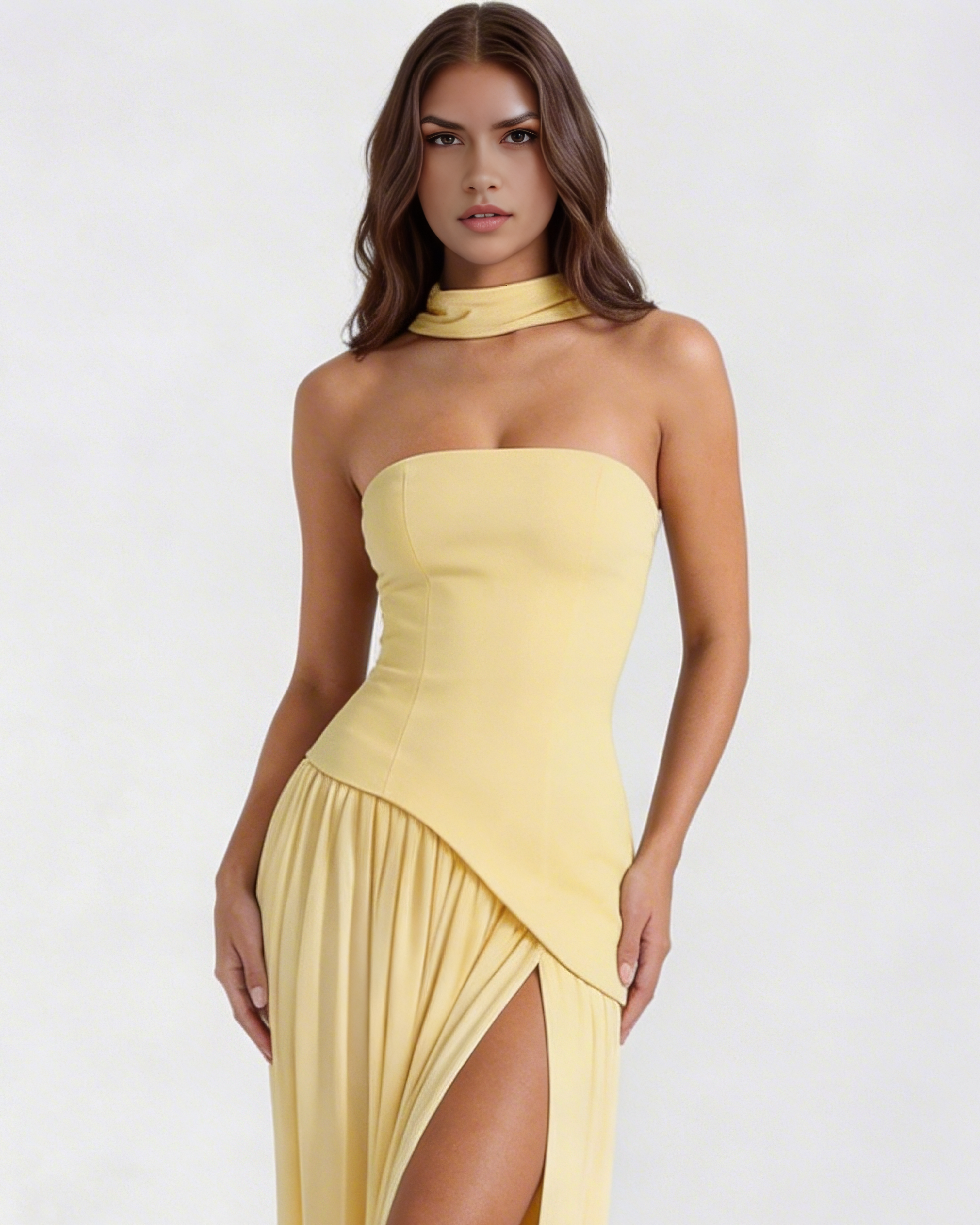 Abito Maxi Serena Giallo Burro Bella di Roma – laterale