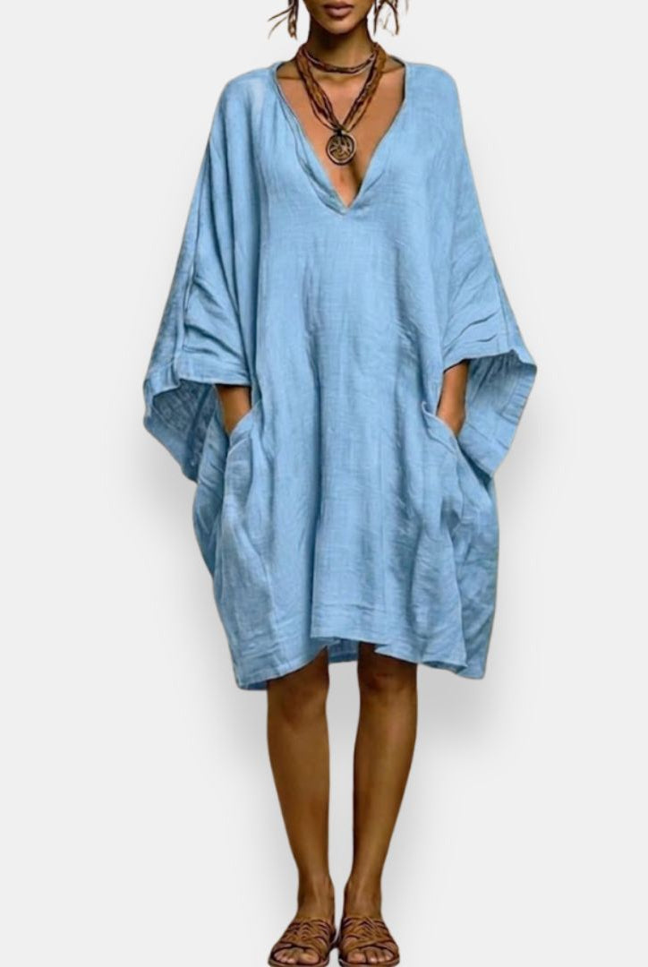 Cassienne abito oversize scollato – Blu Chiaro