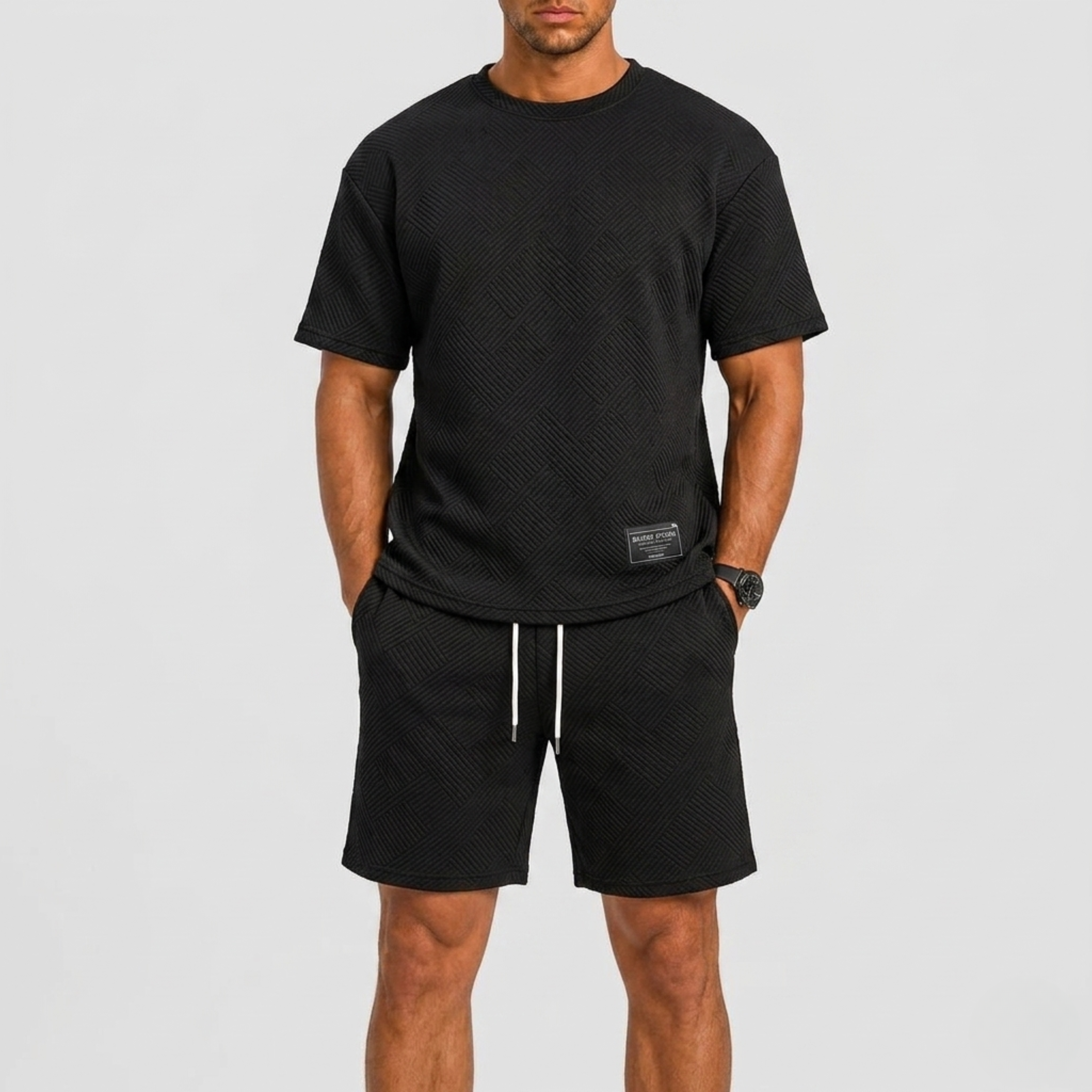 Completo sportivo uomo con t-shirt oversize e pantaloni corti | Bella di Roma