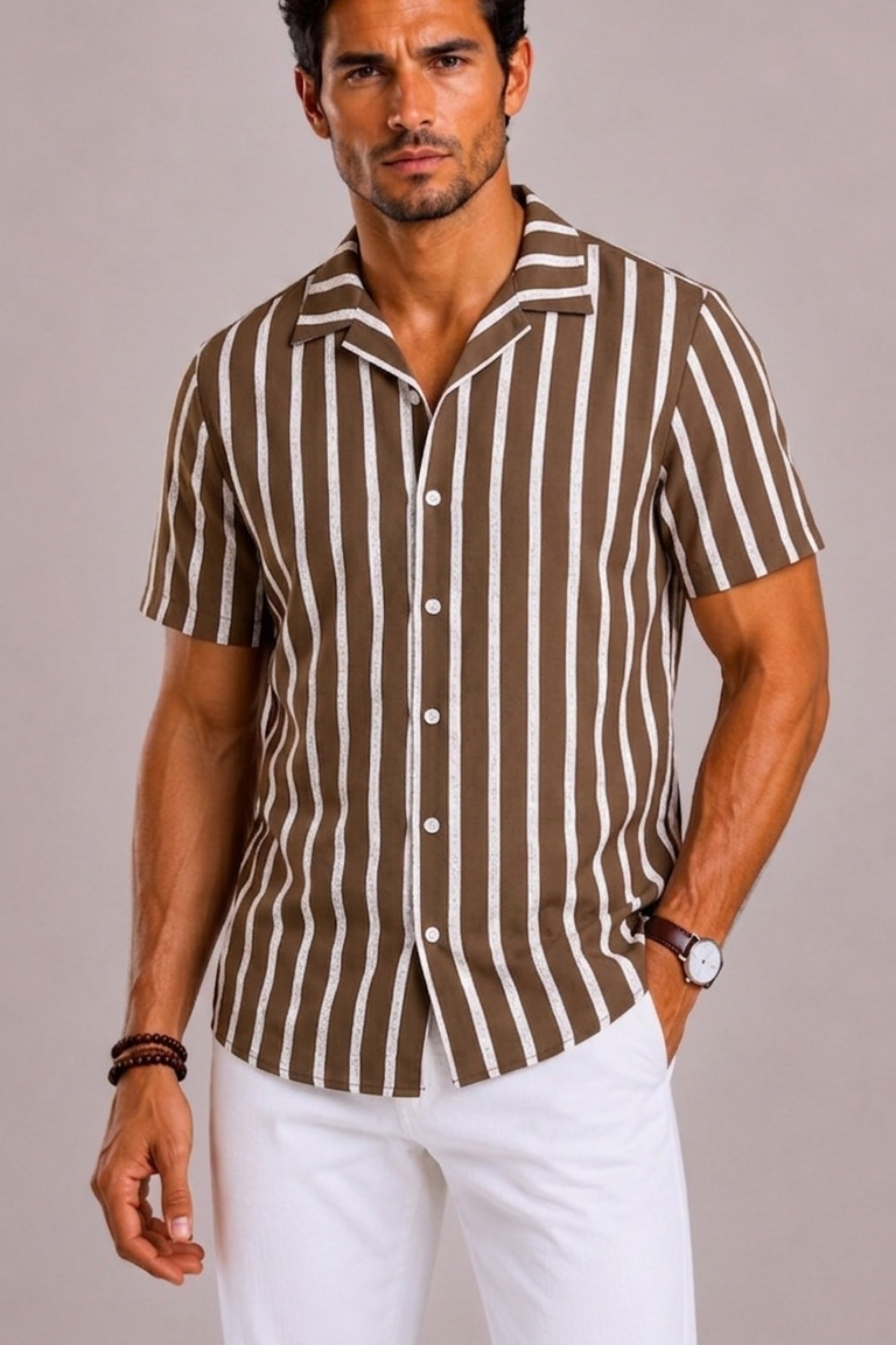 Camicia Uomo a Righe a Maniche Corte | Bella di Roma