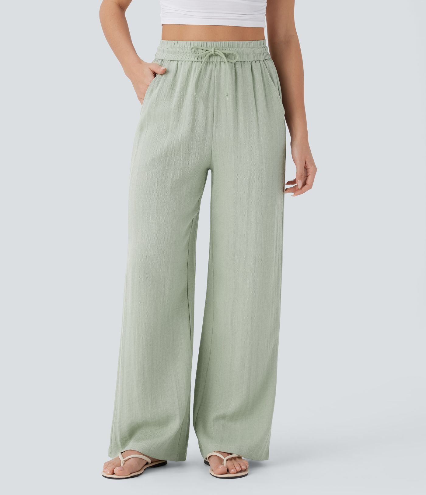 Pantaloni Baggy Casual in Lino Bella di Roma – vista posteriore