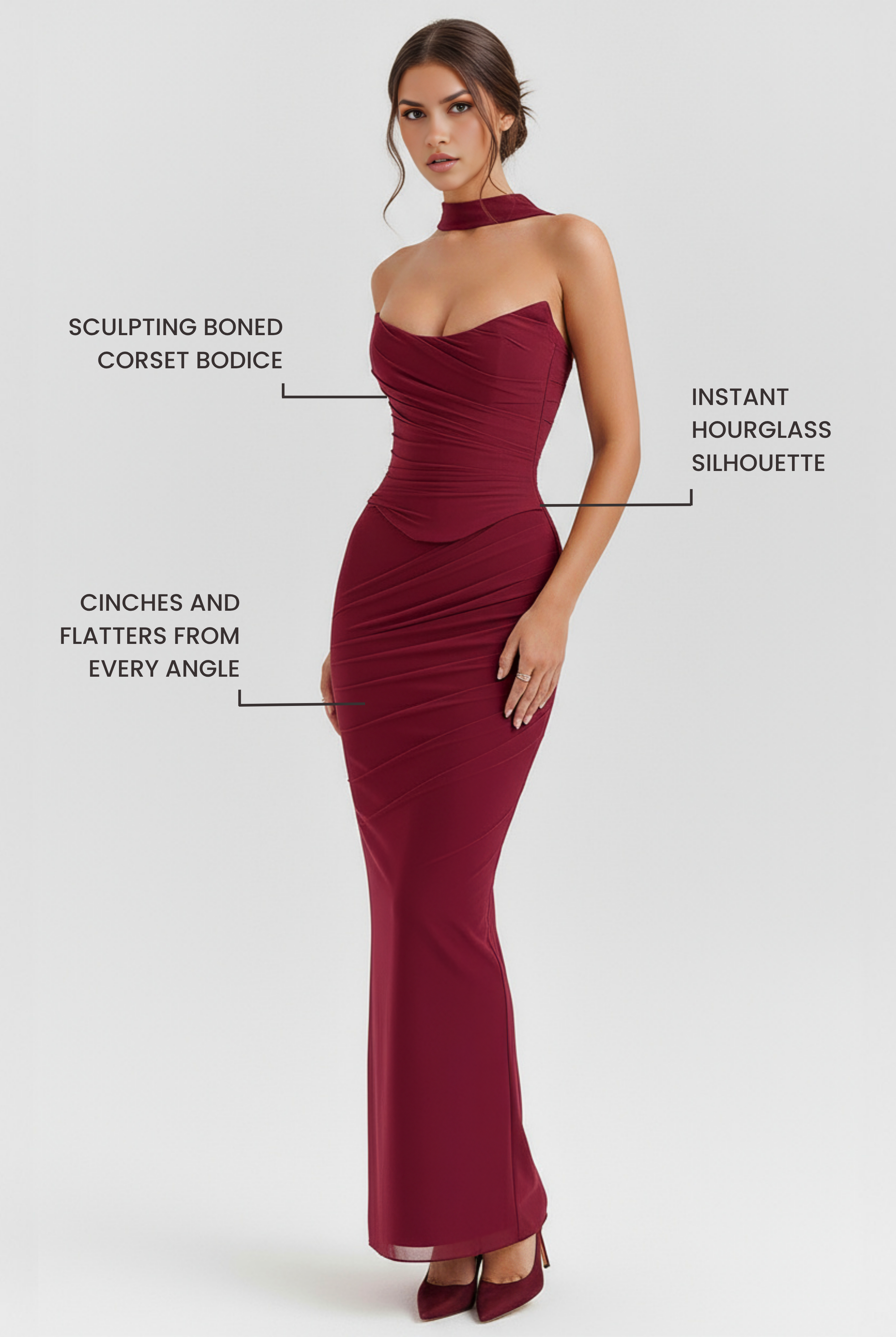 Set tre pezzi Malu borgogna Bella di Roma – gonna arricciata