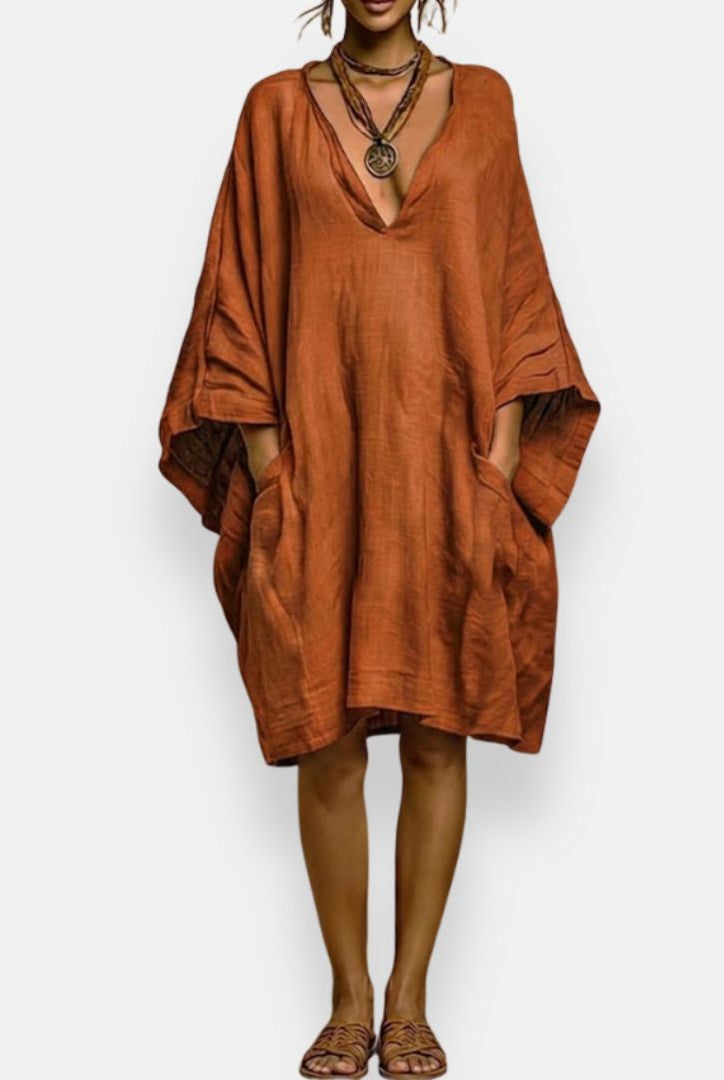 Cassienne abito oversize scollato – Arancione