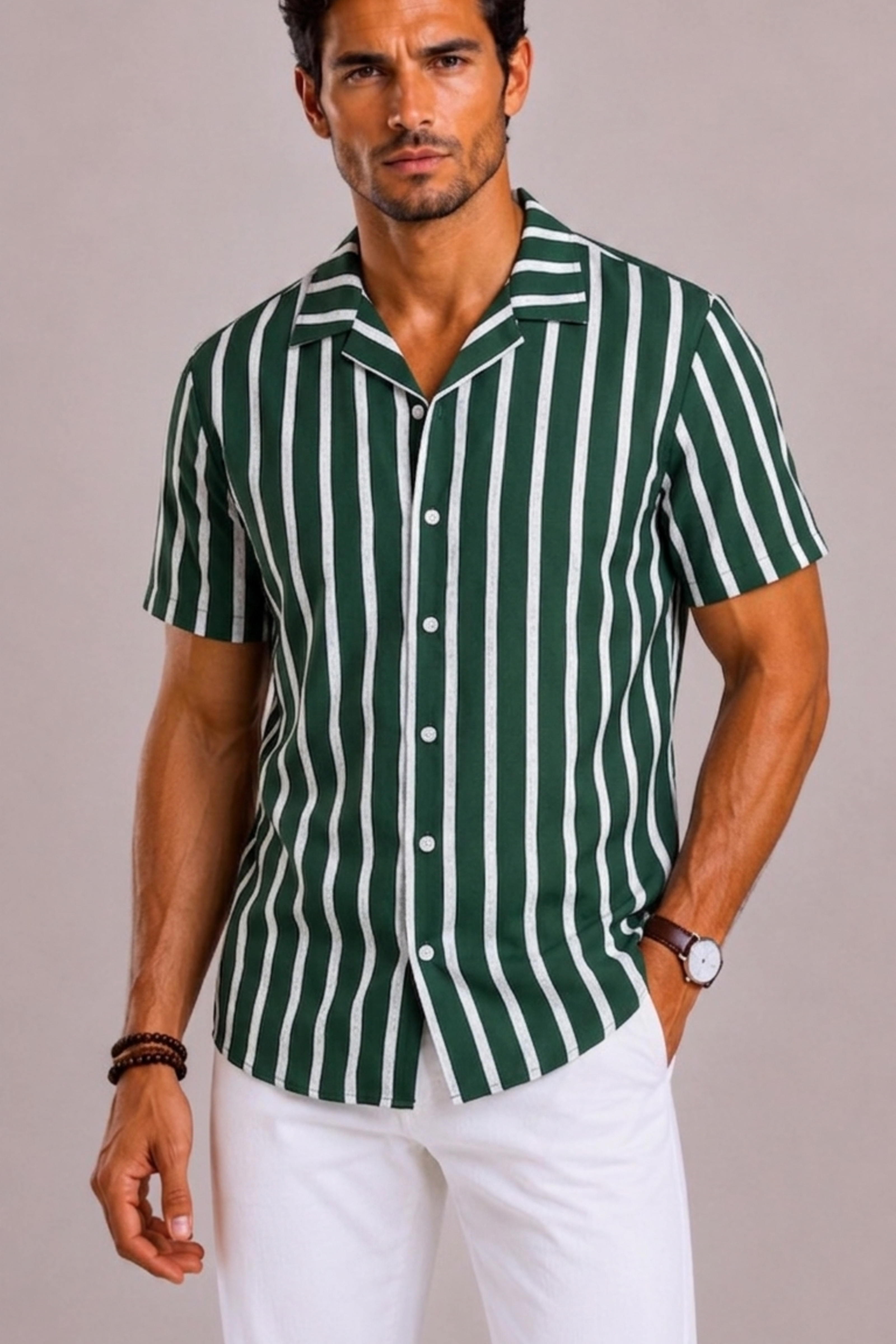 Camicia Uomo a Righe a Maniche Corte | Bella di Roma