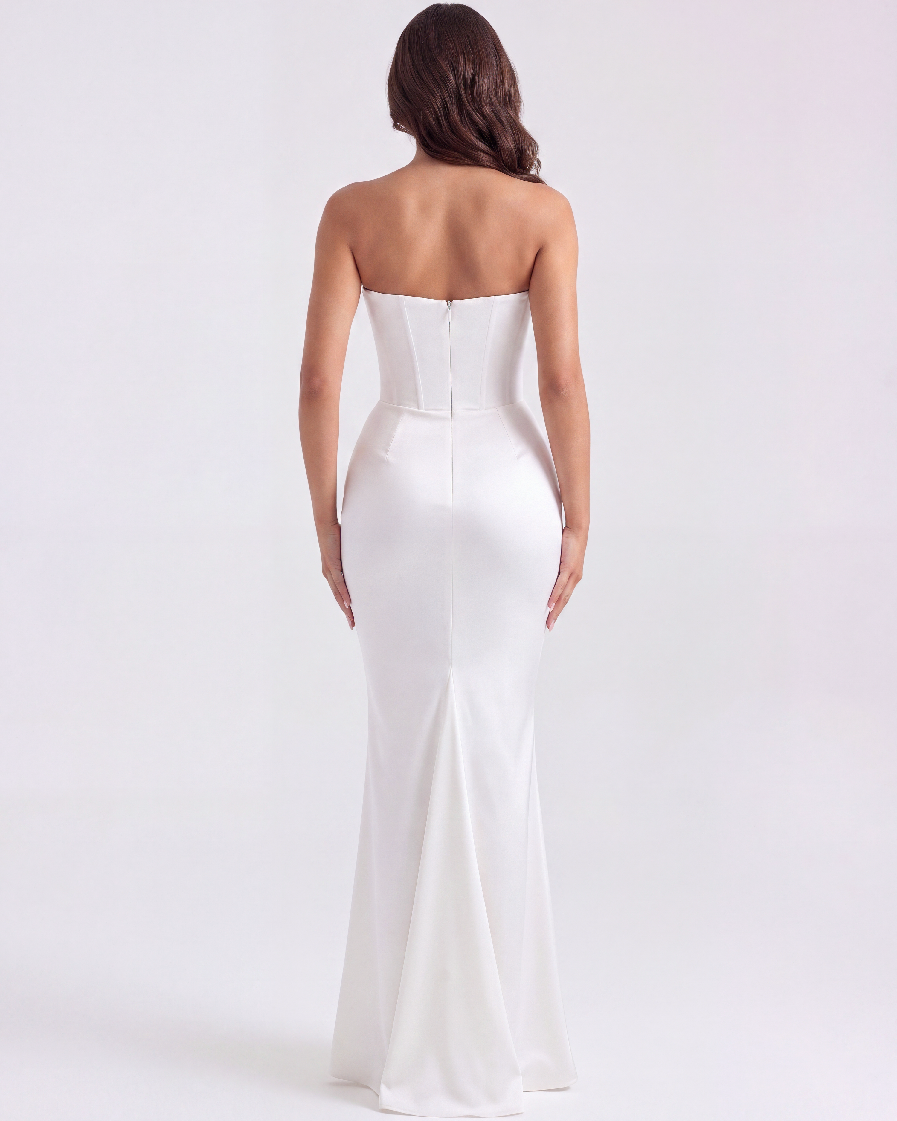Abito midi Rosalind bianco corsetto Bella di Roma – taglie XS-2XL