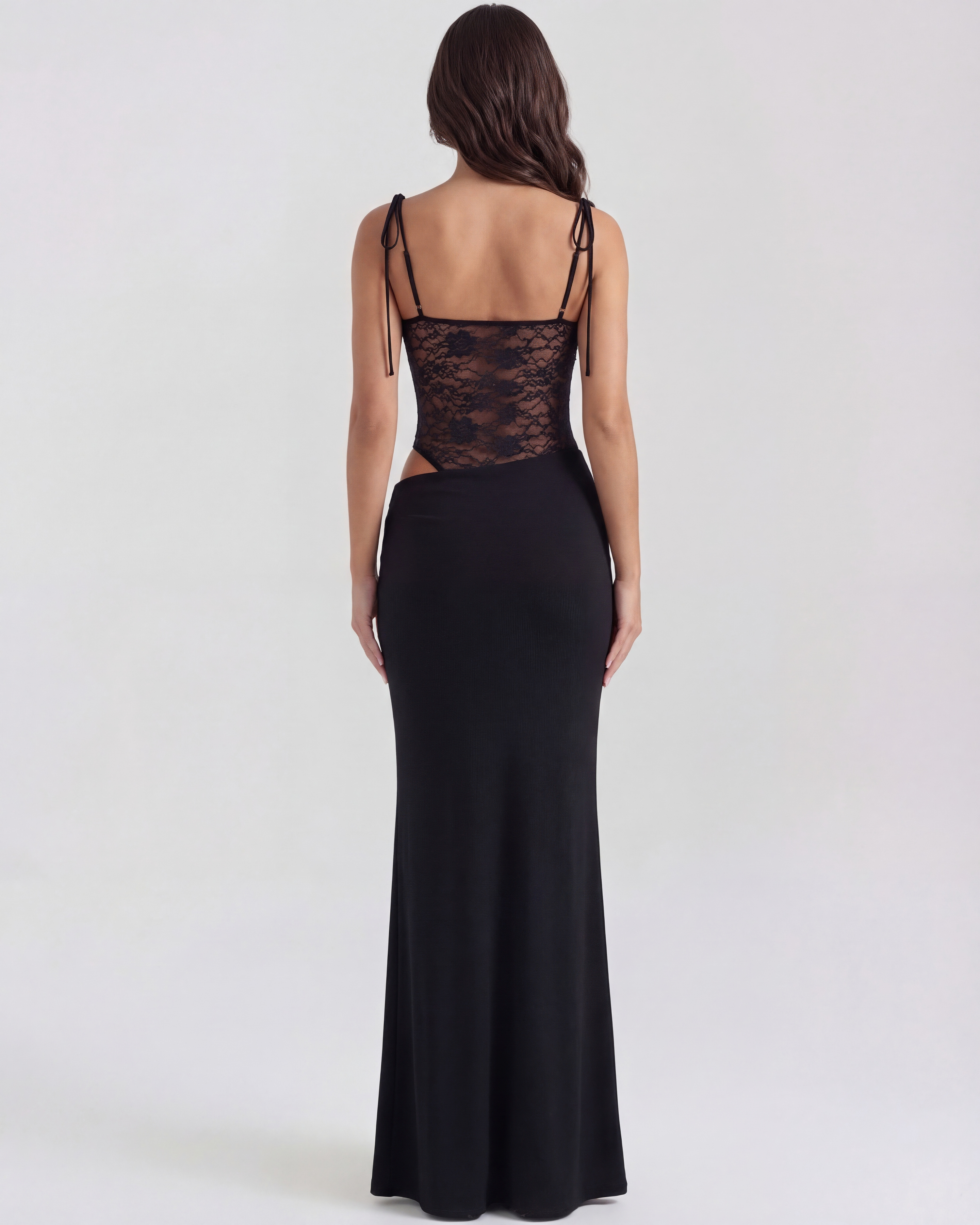 Abito maxi Valeria nero pizzo Bella di Roma – taglie XS-XL
