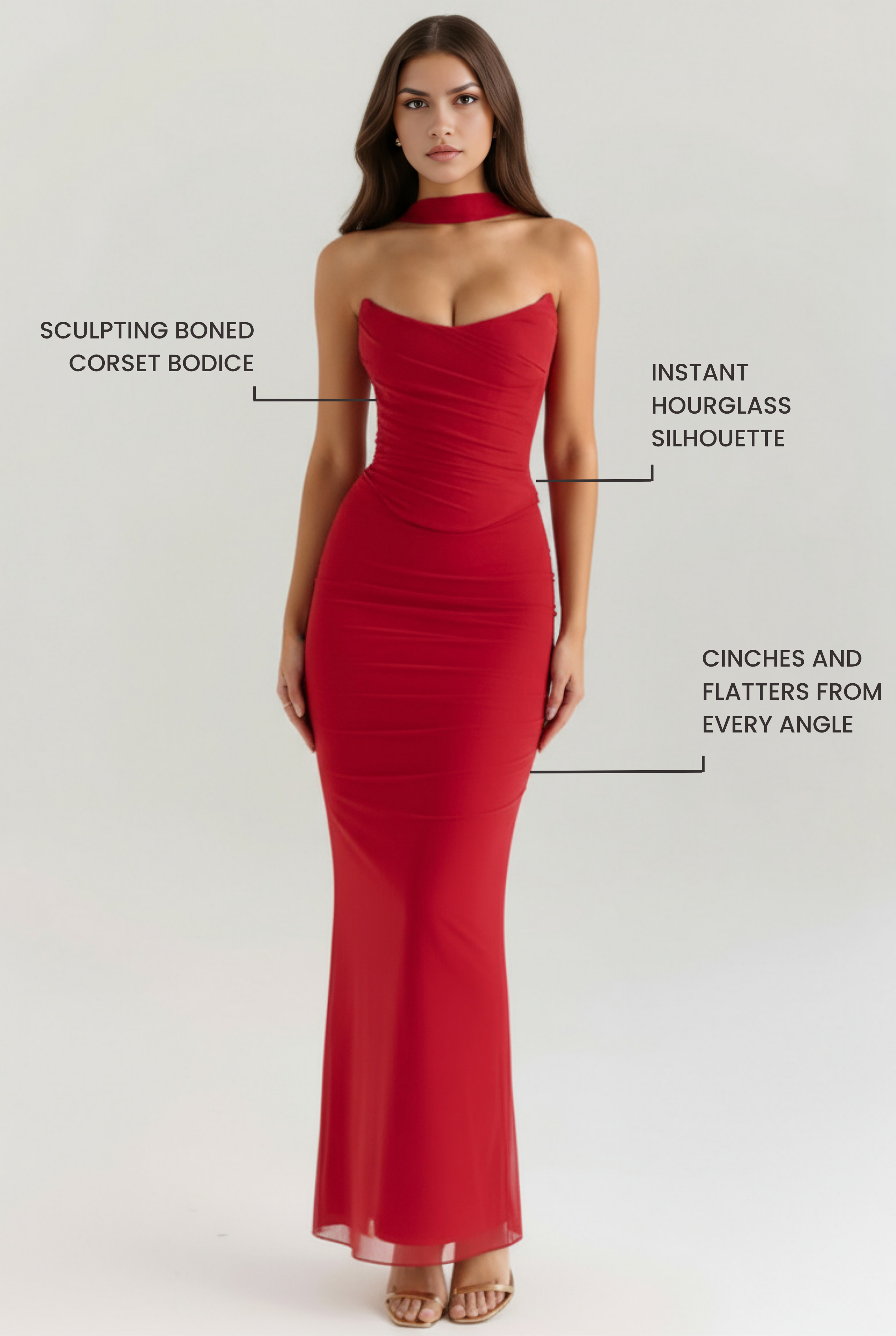 Set tre pezzi Malu rosso Bella di Roma – gonna arricciata