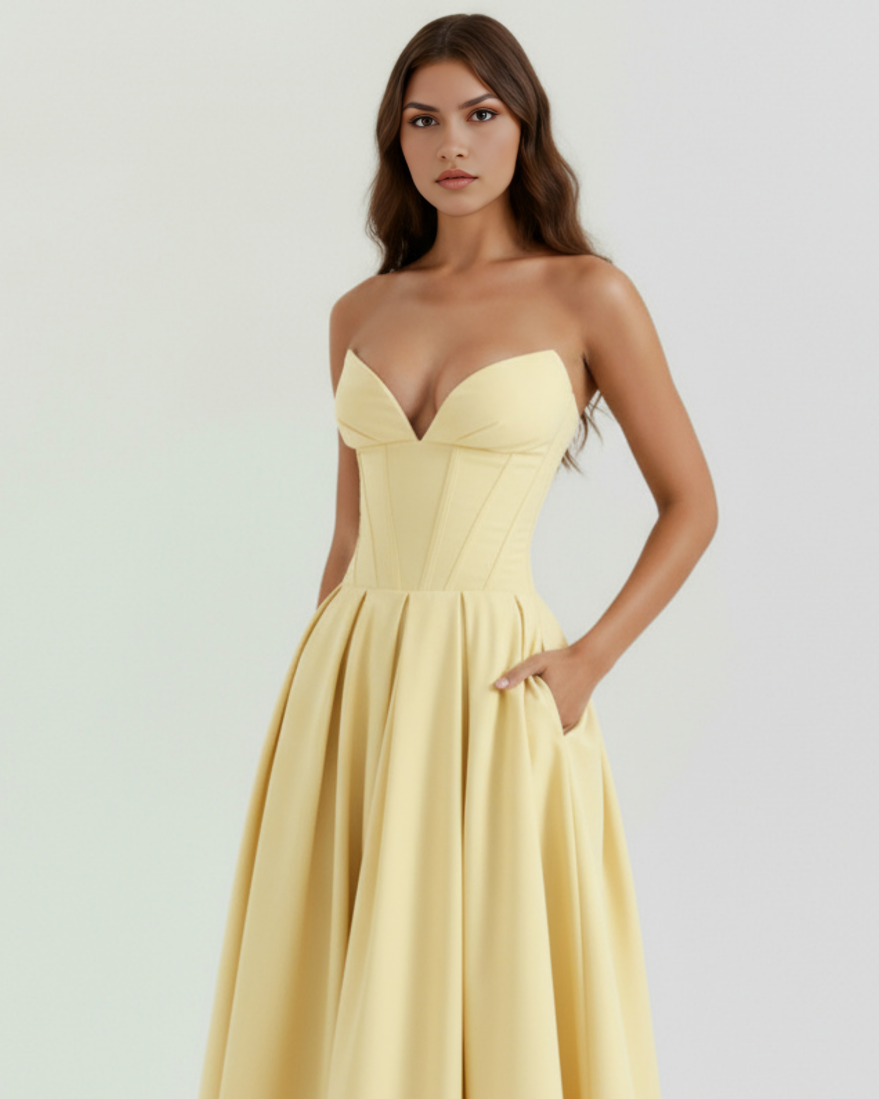 Abito Midi Amalfi Giallo Chiaro Bella di Roma – modella