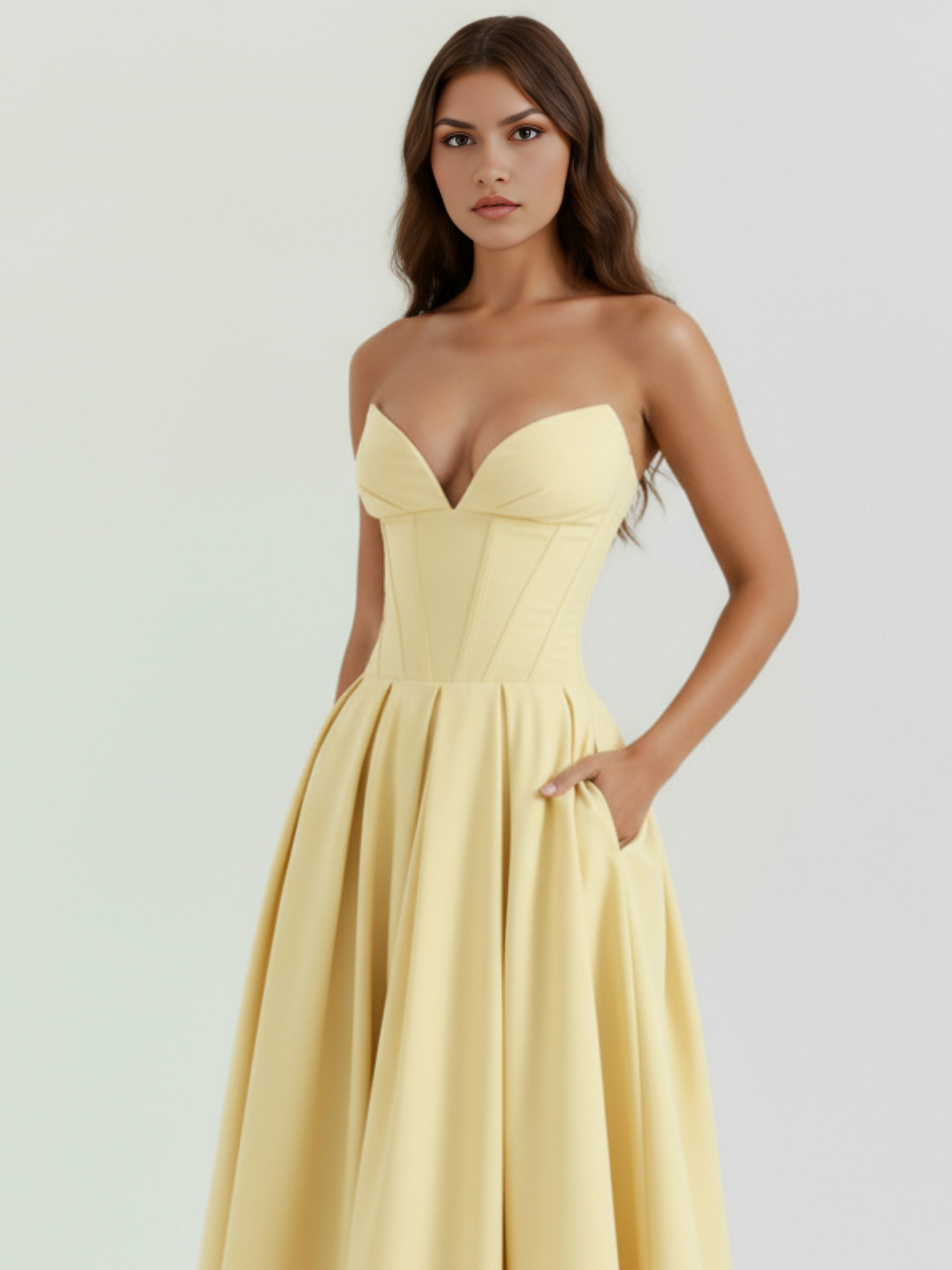 Abito Midi Amalfi Giallo Chiaro Bella di Roma – modella