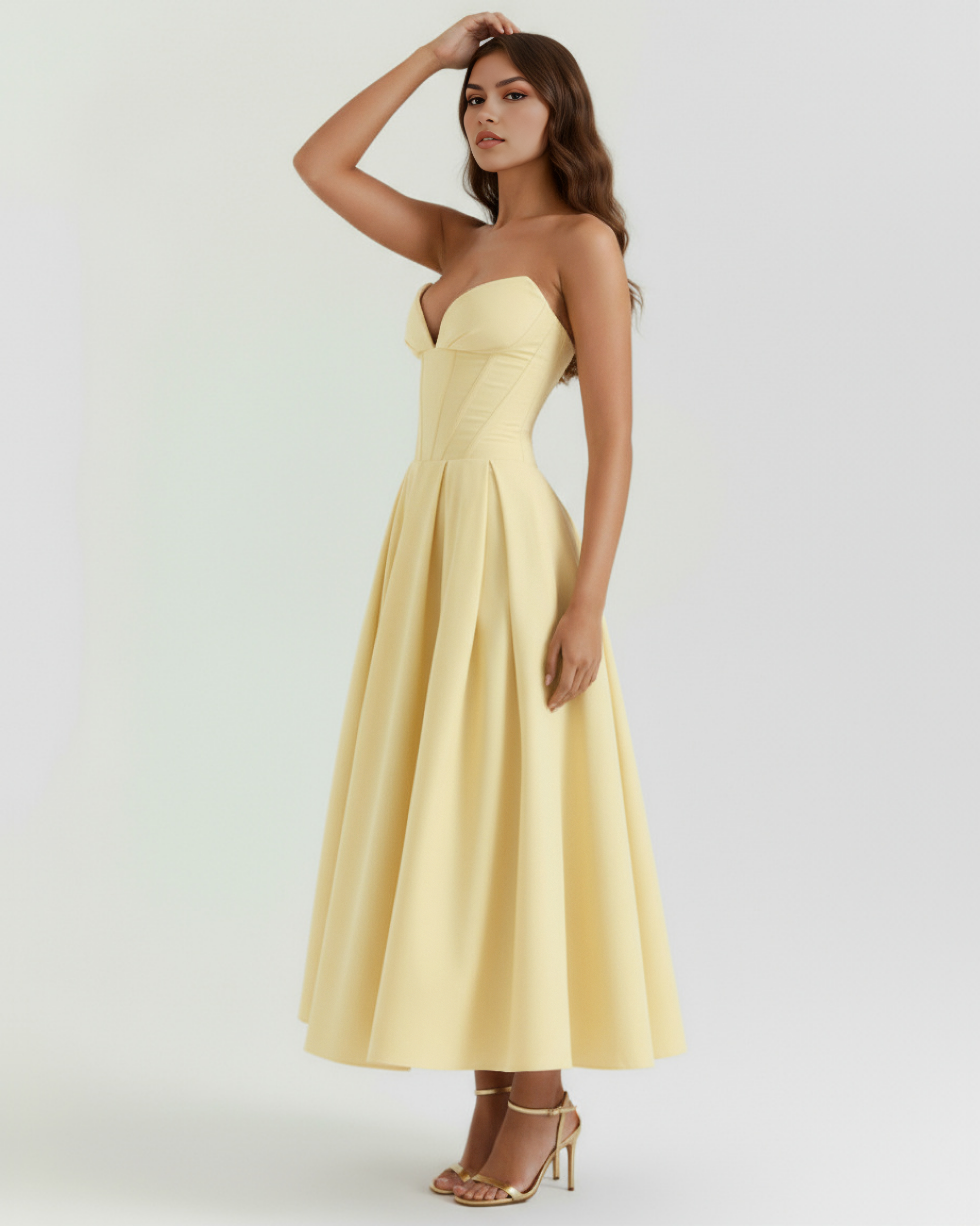 Abito Midi Amalfi Giallo Chiaro Bella di Roma – retro