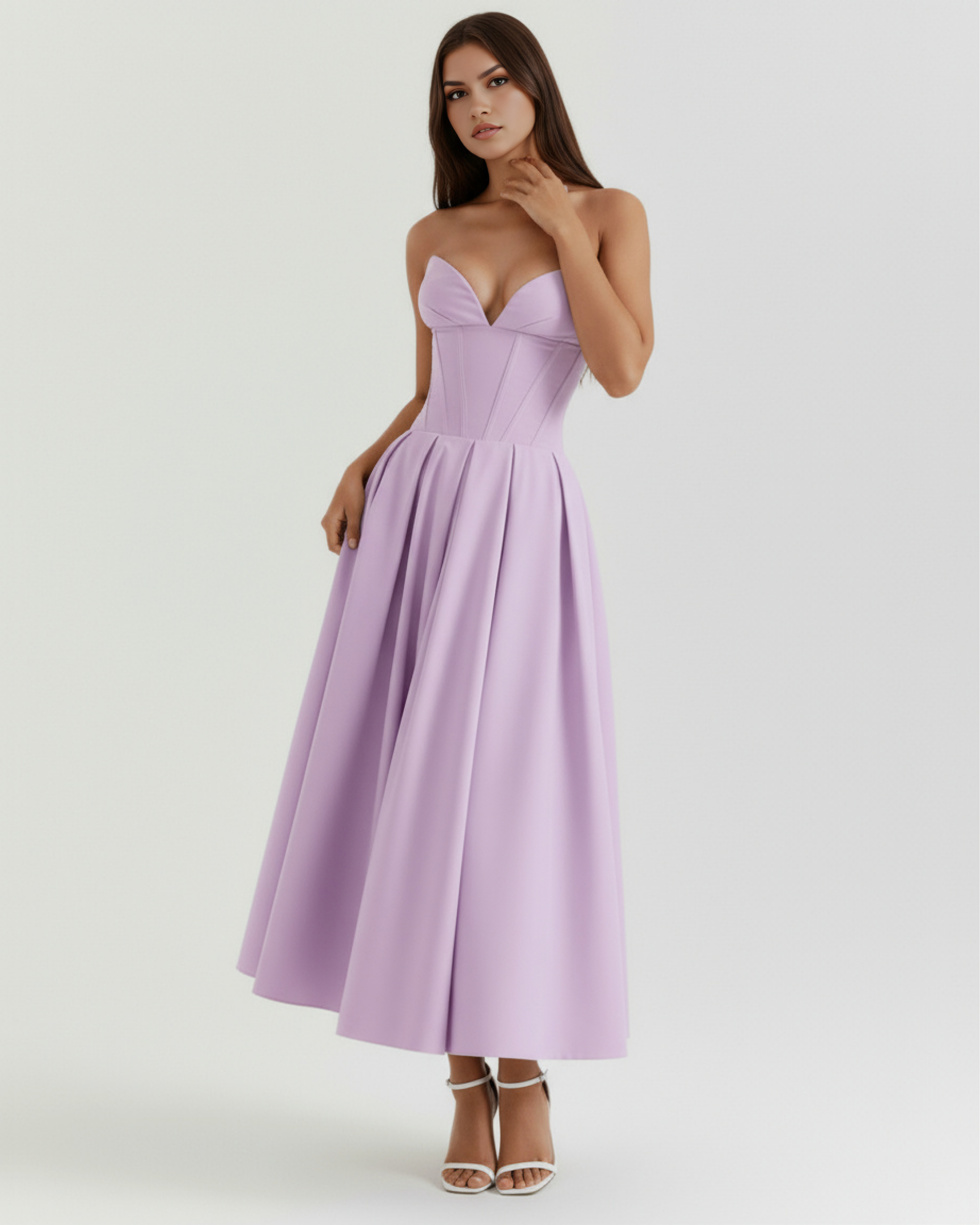Abito Midi Amalfi Viola Bella di Roma – modella
