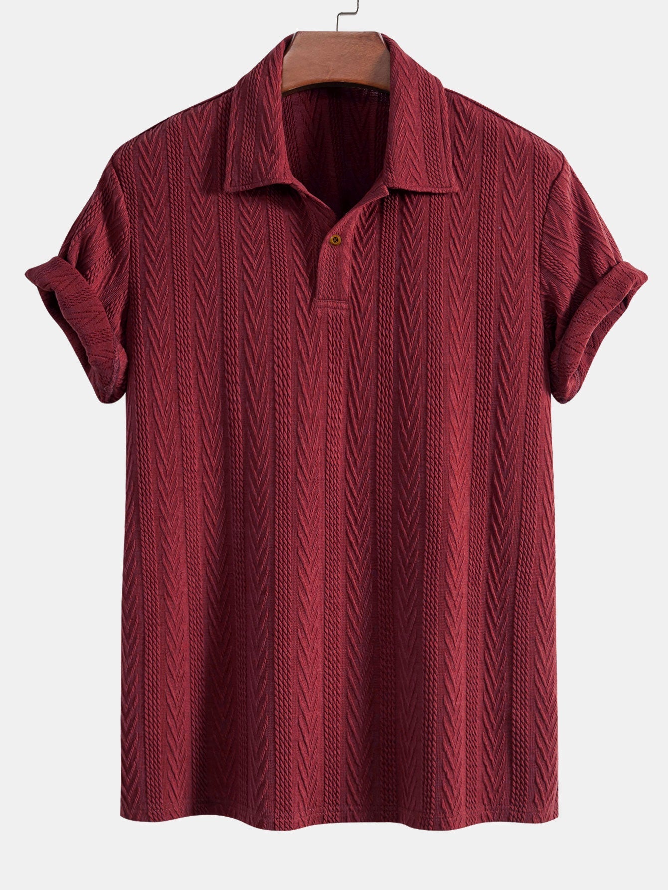 Polo da uomo jacquard a maniche corte con colletto