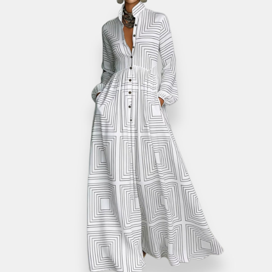 Milène abito camicia stampato – Bianco