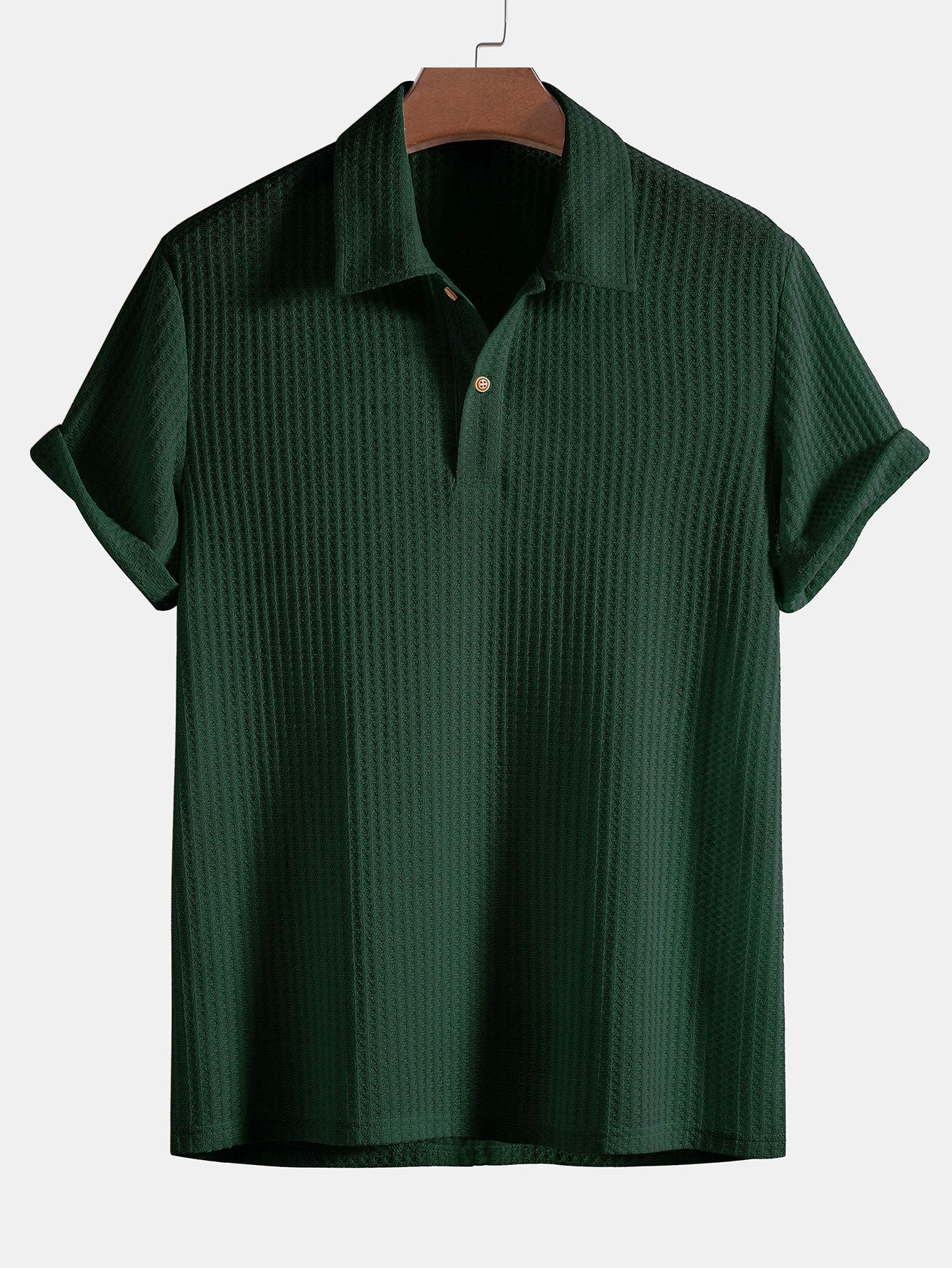Polo da uomo in maglia waffle con colletto e bottoni