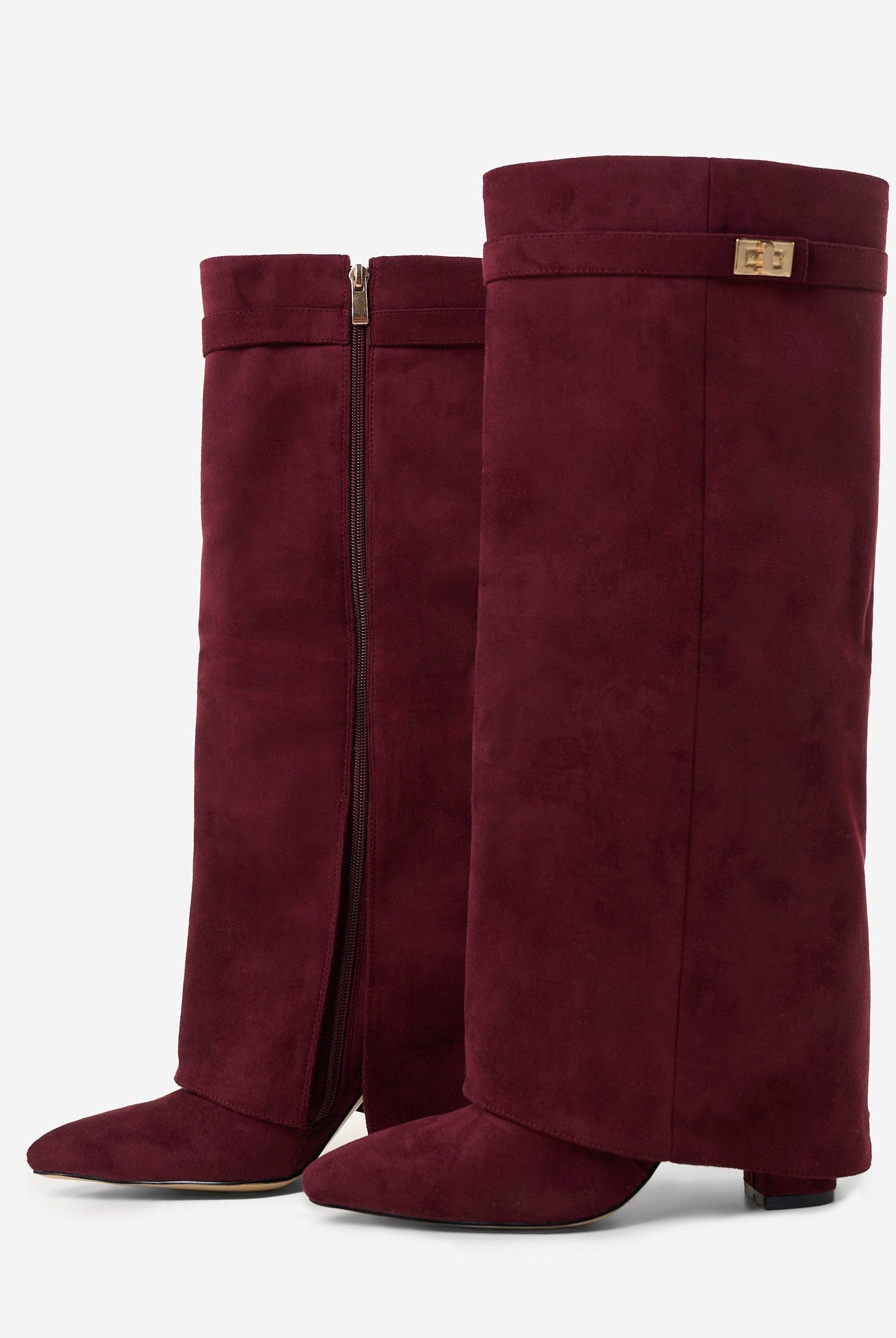 Stivali alti suede Lavista bordeaux Bella di Roma – vista laterale