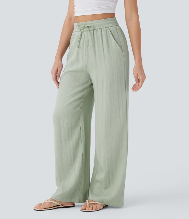 Pantaloni Baggy Casual in Lino Bella di Roma – vista laterale