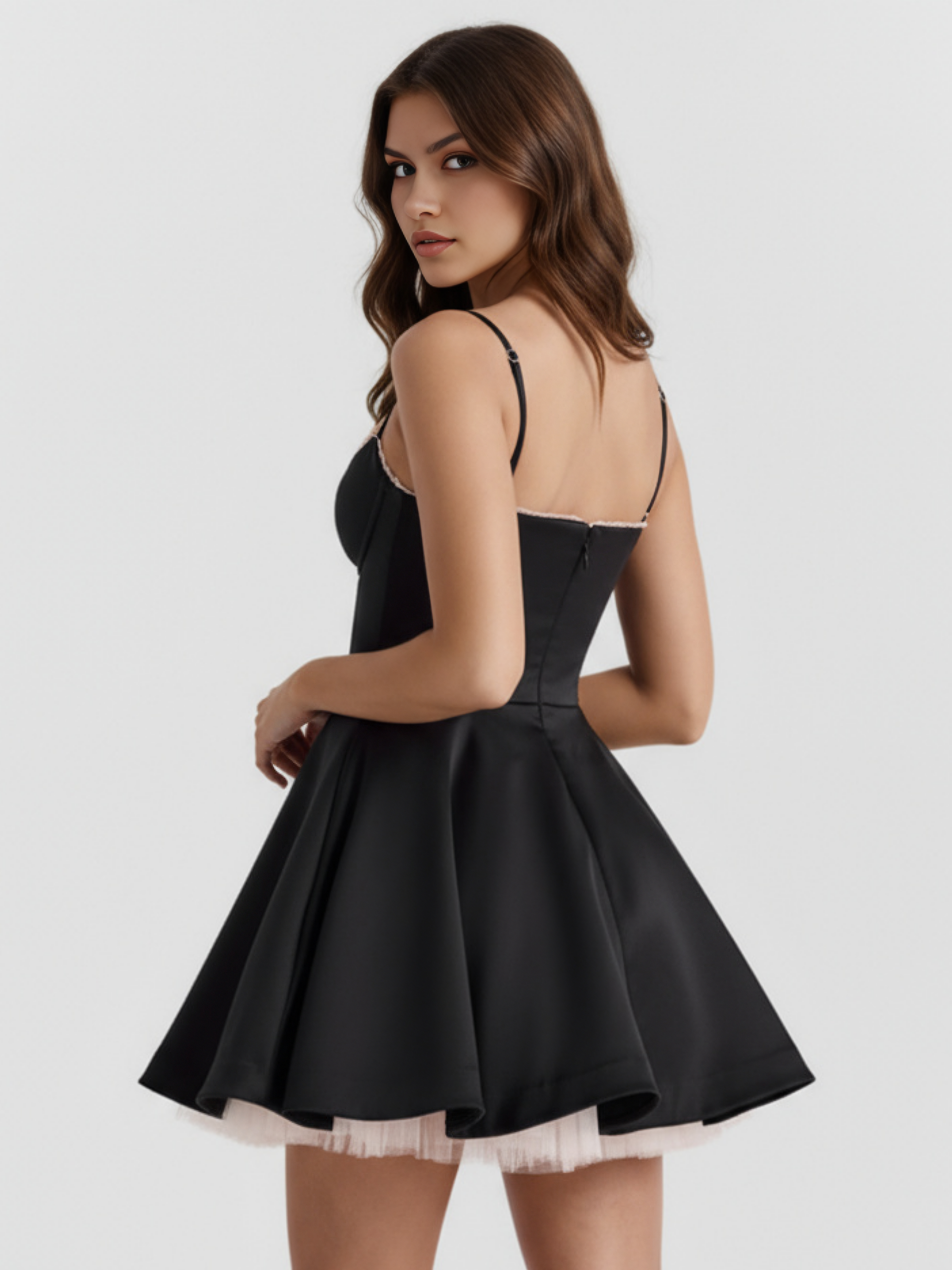 Abito mini Selene nero tulle Bella di Roma – taglie XS-XL
