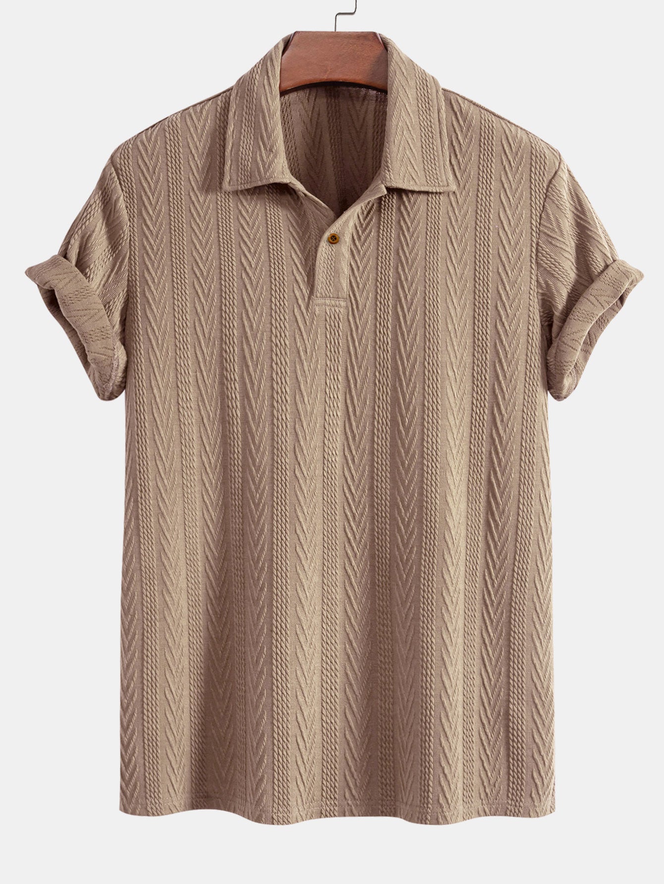 Polo da uomo jacquard a maniche corte con colletto