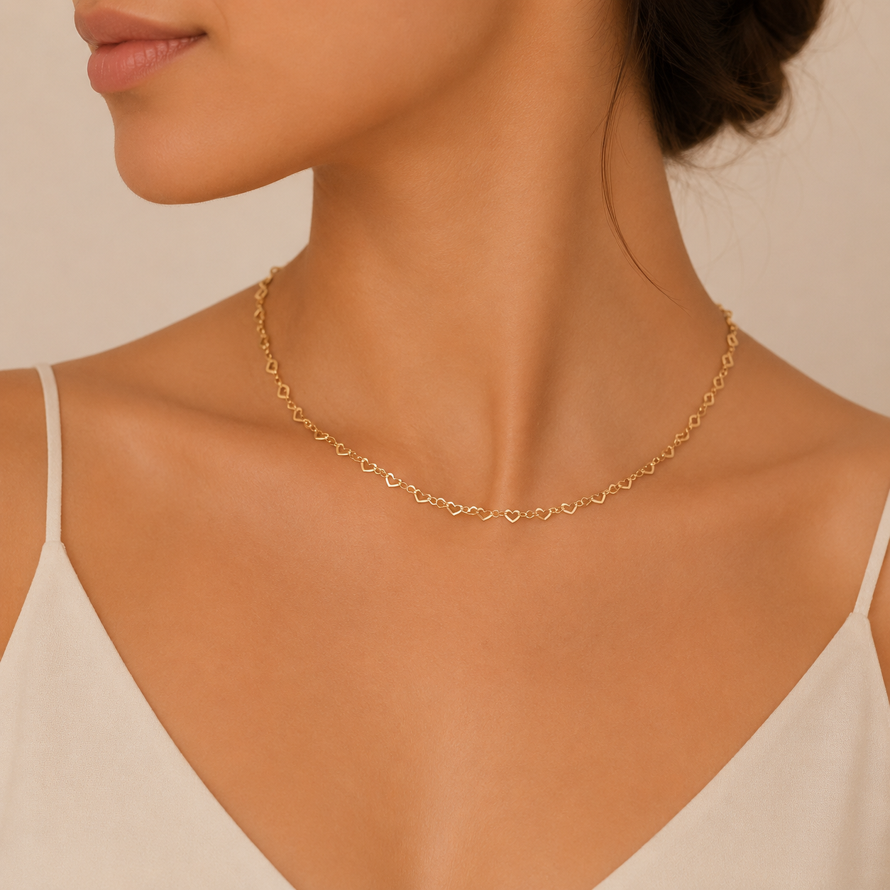 Collana catena cuori aperti minimalista oro | Bella di Roma
