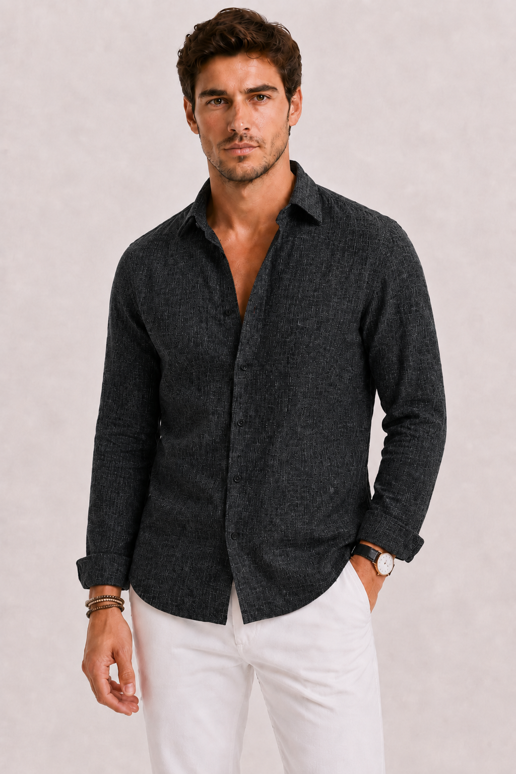 Camicia Uomo in Lino a Maniche Lunghe | Bella di Roma