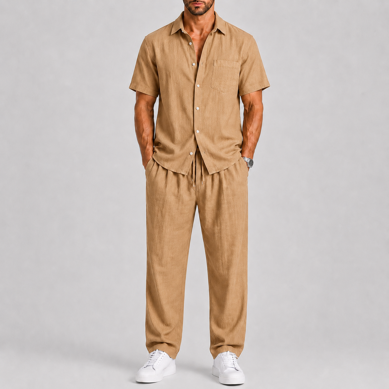 Completo estivo uomo con pantaloni larghi – look casual | Bella di Roma