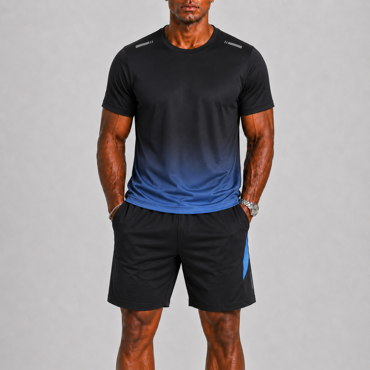 Set sportivo uomo con stampa sfumata – vista frontale | Bella di Roma