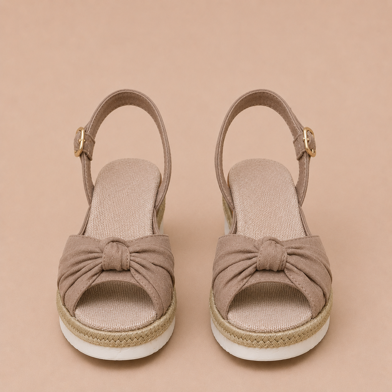 Sandalo Inés Zeppa Espadrille Taupe dettaglio | Bella di Roma