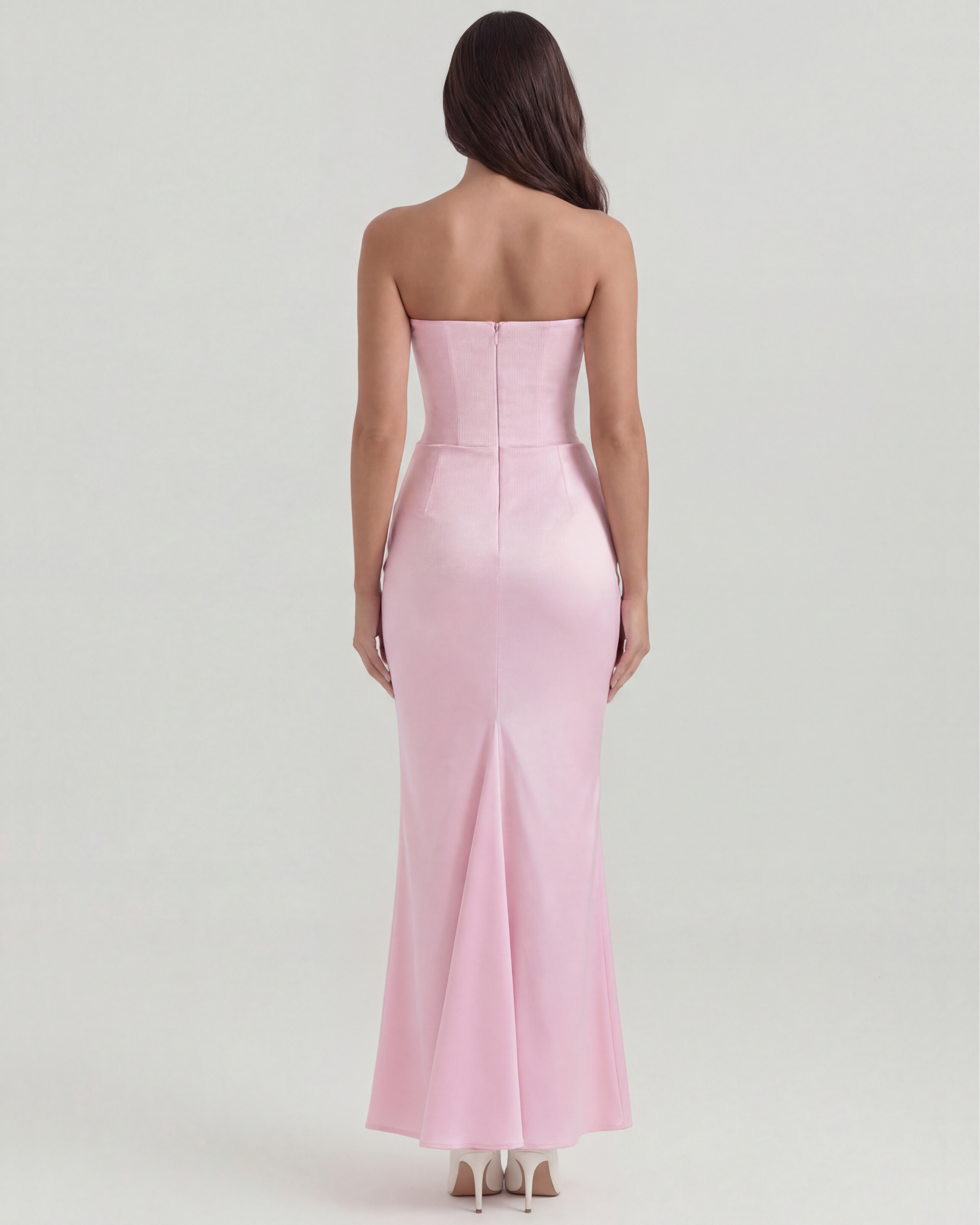 Abito midi Rosalind rosa corsetto Bella di Roma – taglie XS-2XL
