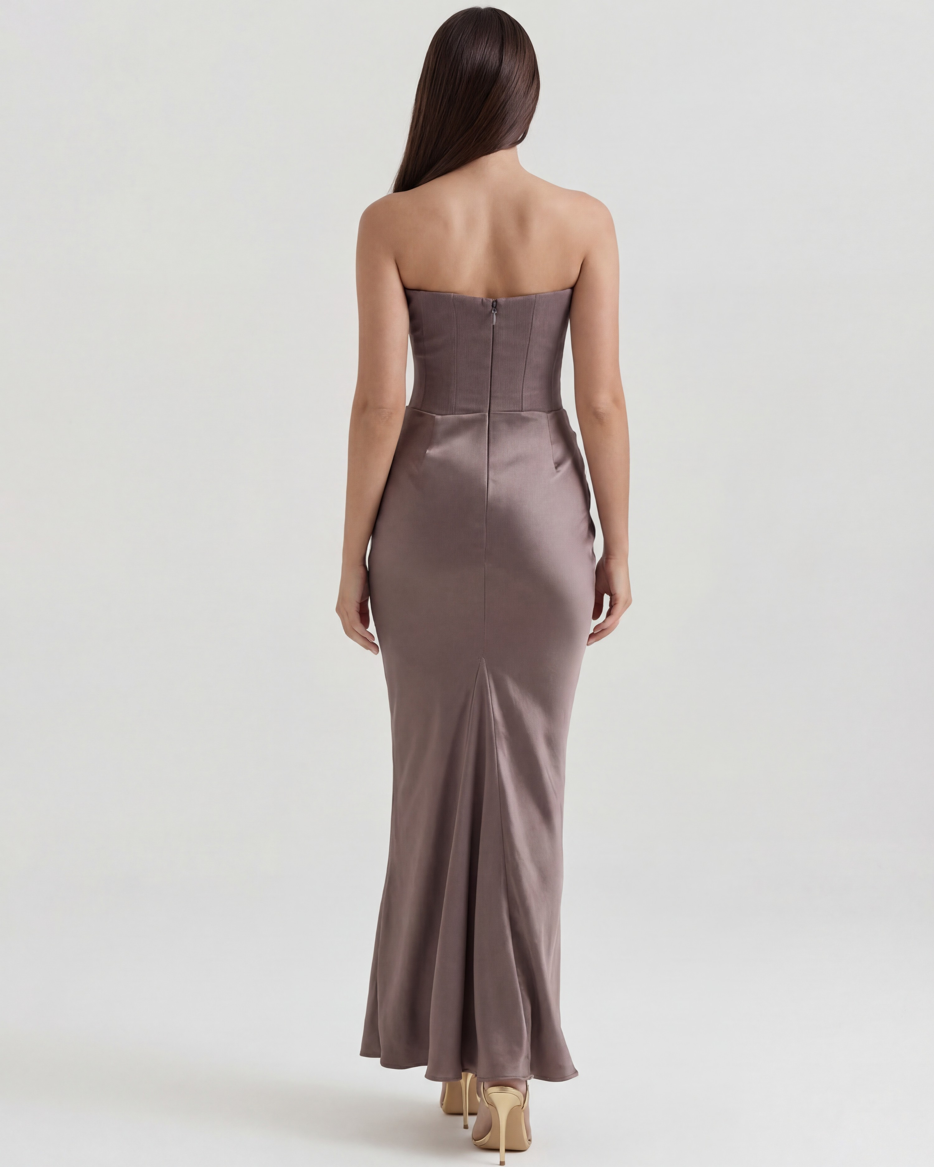 Abito midi Rosalind fumo corsetto Bella di Roma – taglie XS-2XL