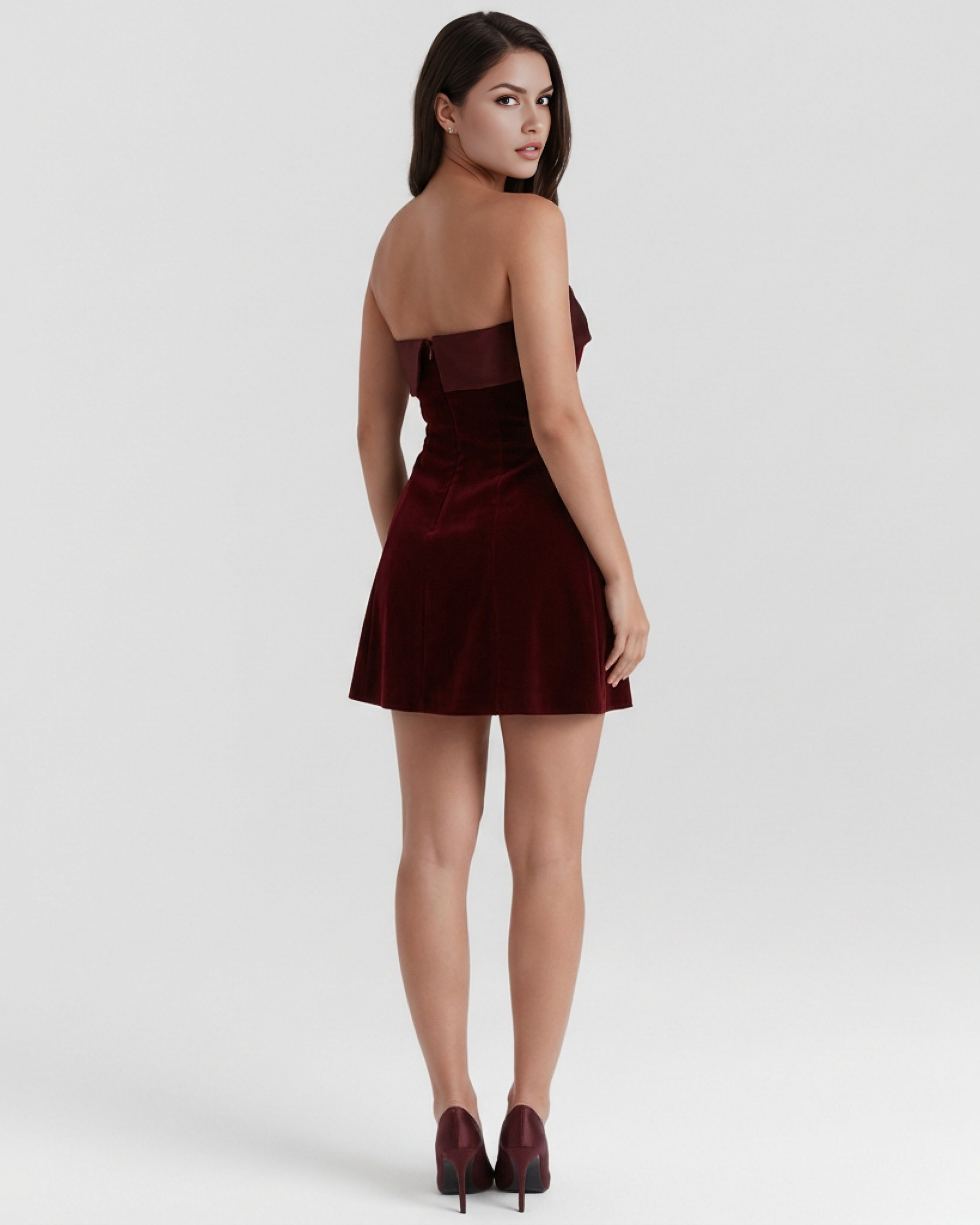 Abito mini Valentina bandeau borgogna Bella di Roma – taglie XS-XL
