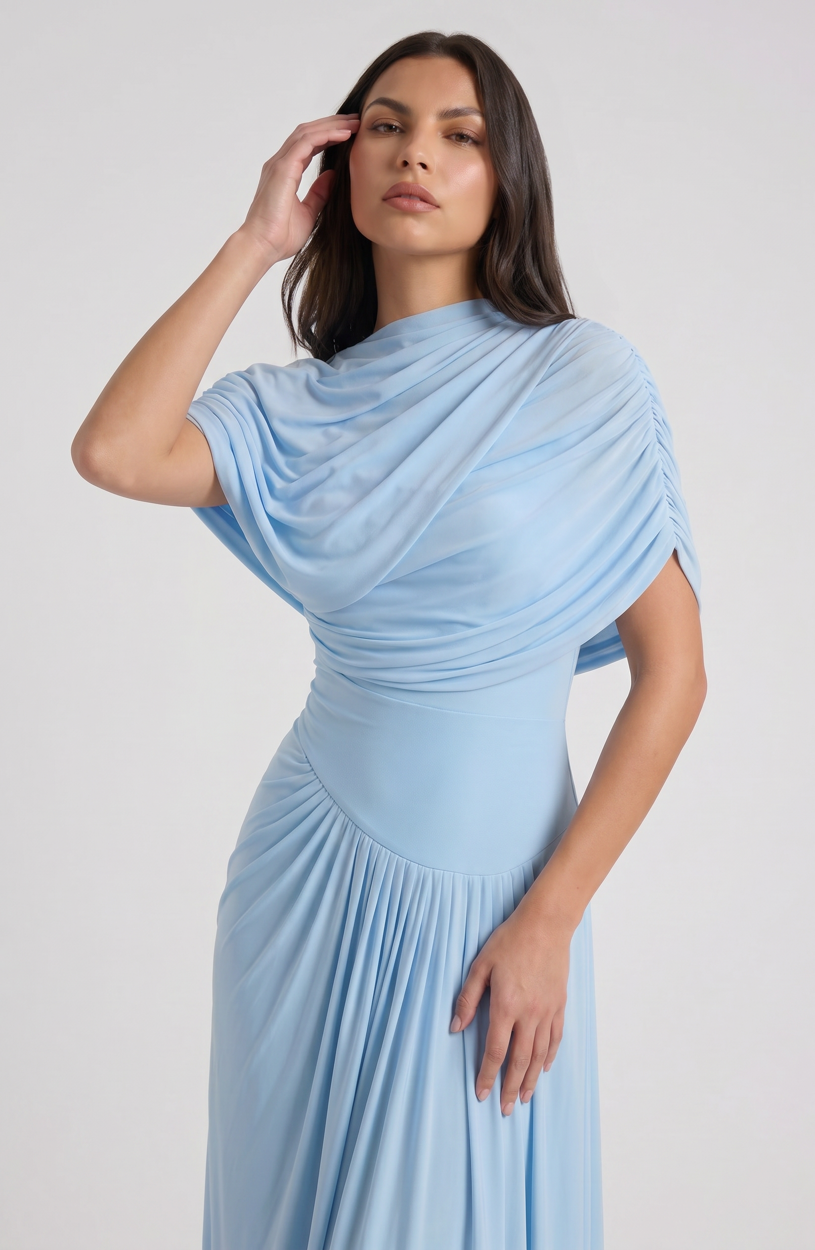 Abito maxi Camilla blu baby Bella di Roma – tessuto morbido delicato